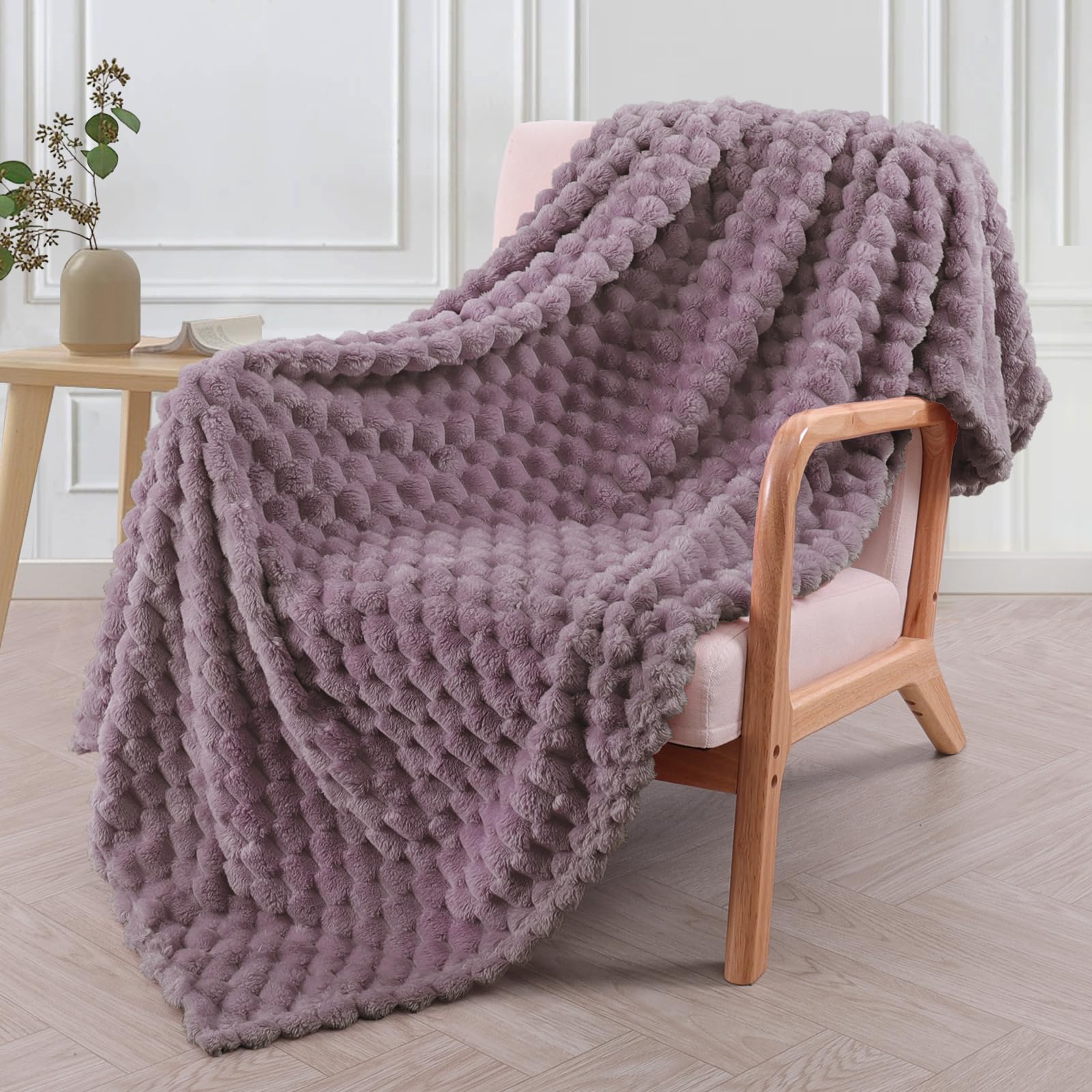 Exclusivo Mezcla Fleece Throw Blanket for Couch Extra Large Fuzzy Grayish Purple Bed Blankets