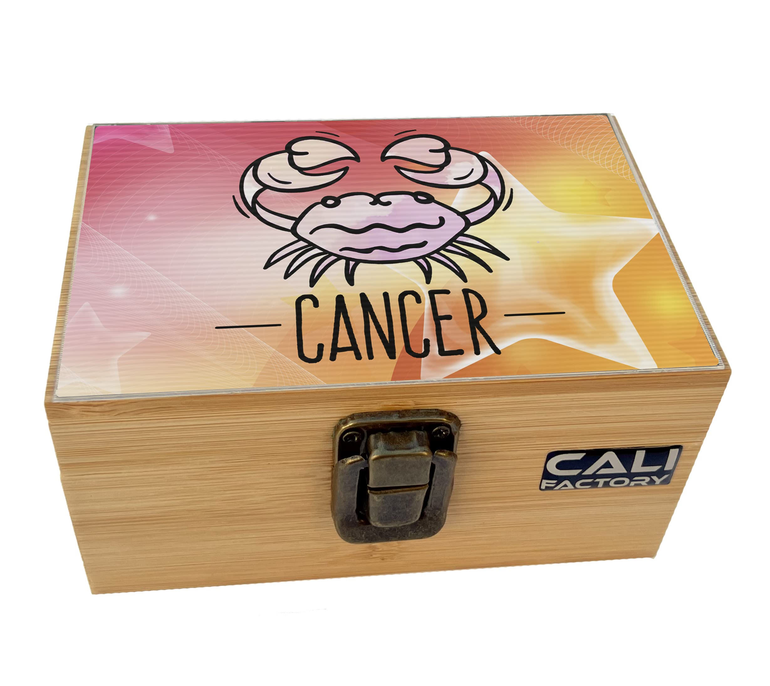 Cali Factory3D Lenticular Zodiac Cancer Design Bamboo Stash Box