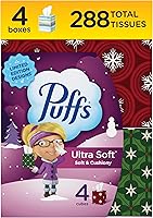 Puffs Ultra Soft Facial Tissues, 4 Mega Cube Boxes, 72 Tissues Each - Cushiony Soft, 2X Stronger Wet, Lotion-Free