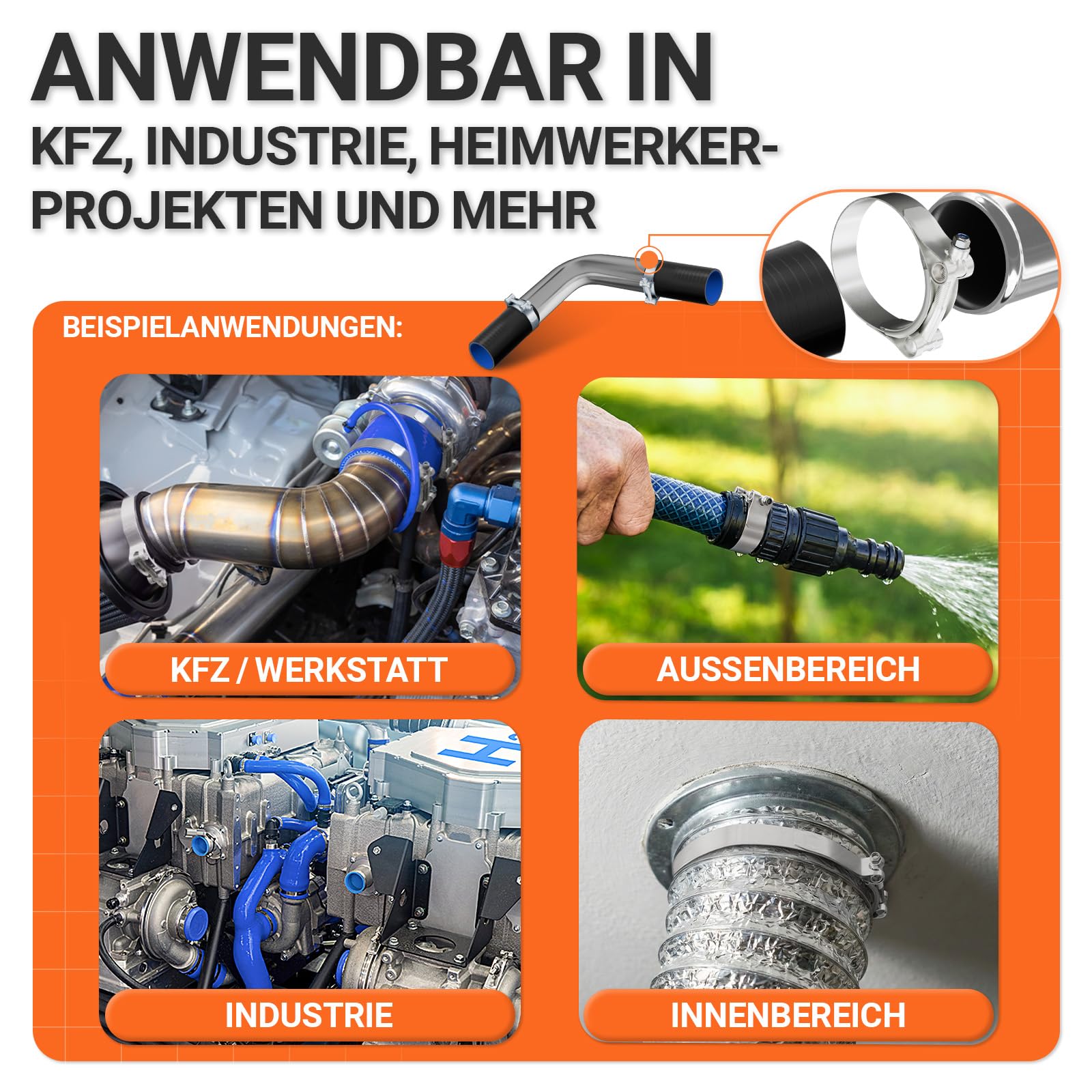 20 Stück SCHLAUCHSCHELLE EDELSTAHL-SCHELLE W4 Ø 54-62mm Edelstahl INOX V2A 1.4301 rostfrei | GRÖSSEN 31-113mm & 1/10/20/50/100er Pack | T-Bolzen Spannbacken Gelenkbolzenschelle Rohrschelle TOP