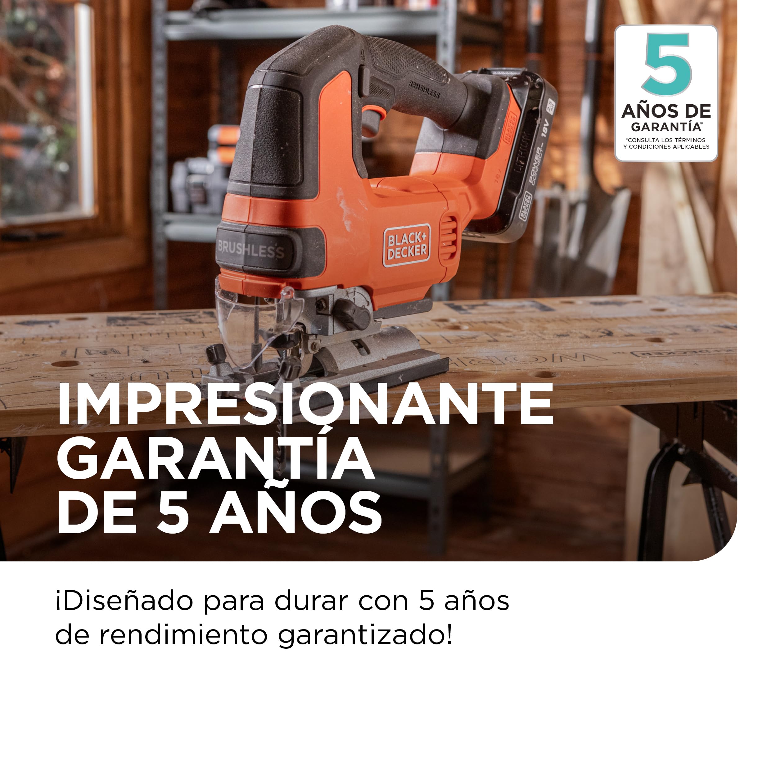 BLACK+DECKER Sierra de calar INALÁMBRICA sinescobillas, unidad básica, herramienta de sierra decalar de 18V solamente, con 6 hojas, batería noincluida, BLCJS78NZ-XJ