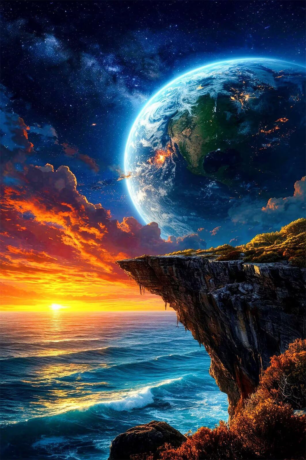 Puzzle 5000 sztuk kosmiczne zachód słońca ocean, puzzle niemożliwe, łamigłówki, łamigłówki, gry logiczne dla całej rodziny, puzzle dla dorosłych 5000 sztuk 156 x 105 cm
