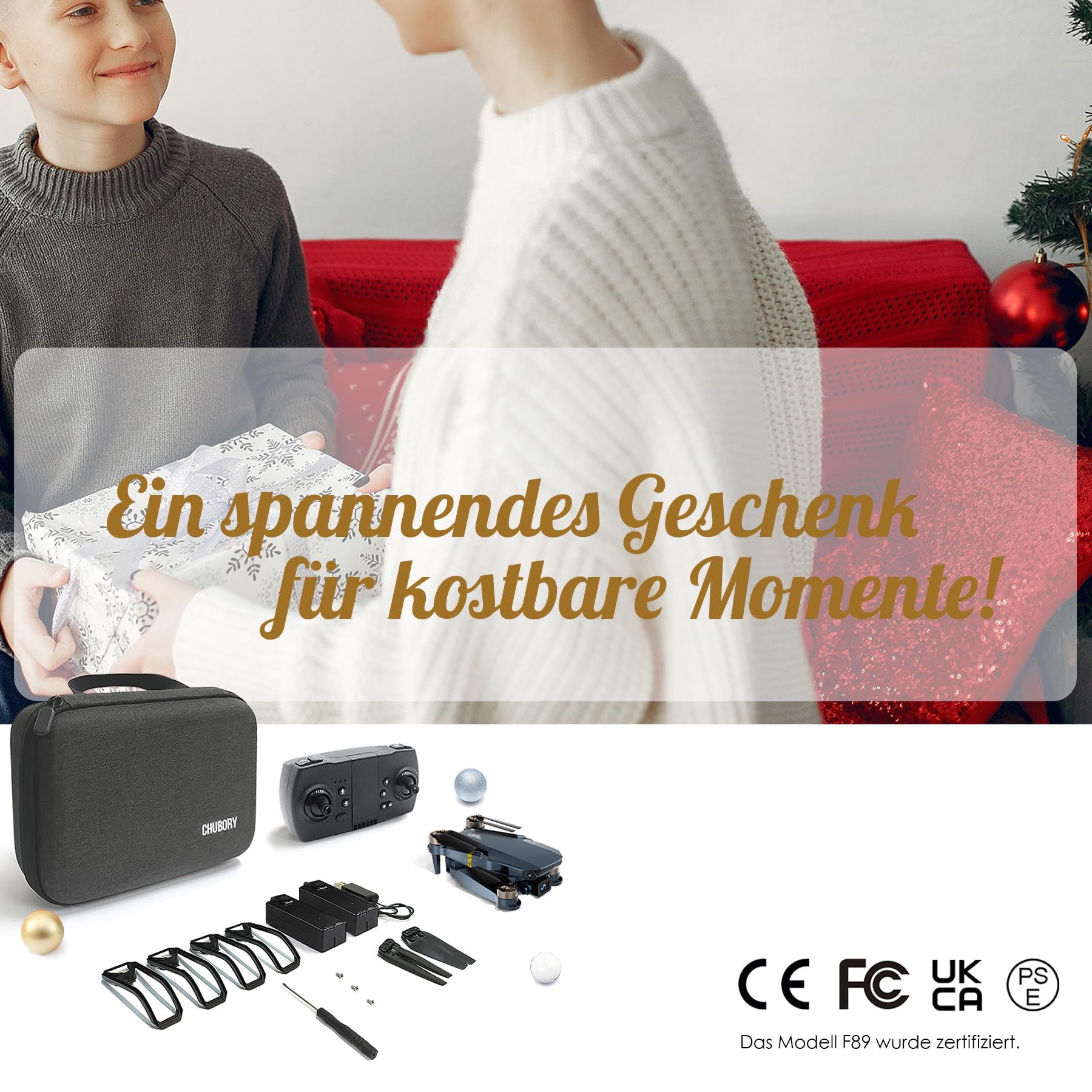 Dauerhafter bürstenloser Motor-Drohne mit 84 Minuten super langer Flugzeit, Drohne mit 4K HD-Kamera für Anfänger, CHUBORY A77 WiFi FPV Quadcopter, Automatisches Folgen, Auto-Hover, A77-DE-250331-5