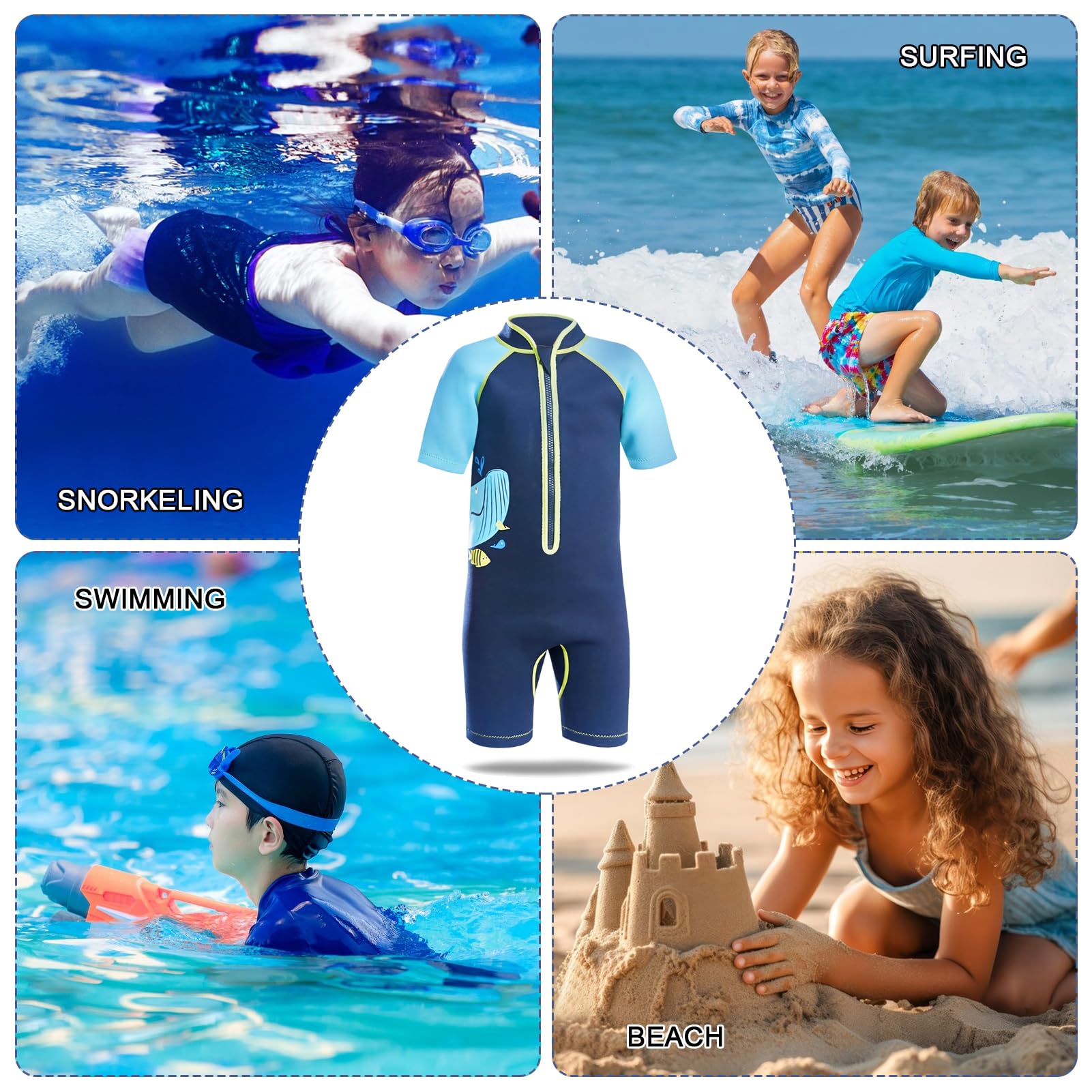 Kinder Mädchen Jungen Neoprenanzug 2.5mm Neopren Shorty UV-Schutz Badeanzug Einteiliger Badeanzüge Wetsuit