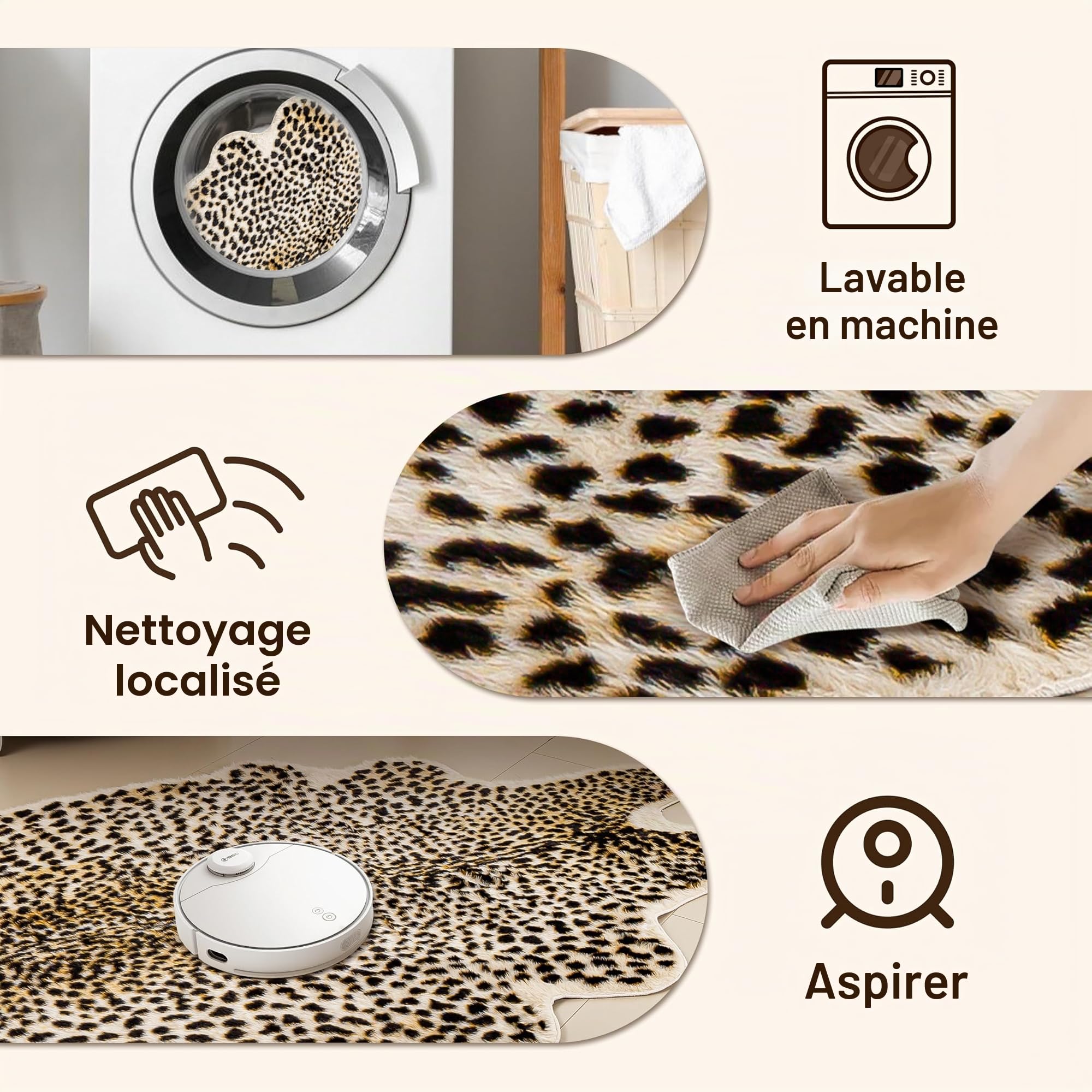 Tapis imprimé guépard, motif léopard, 1,5 x 2,1 m, multicolore