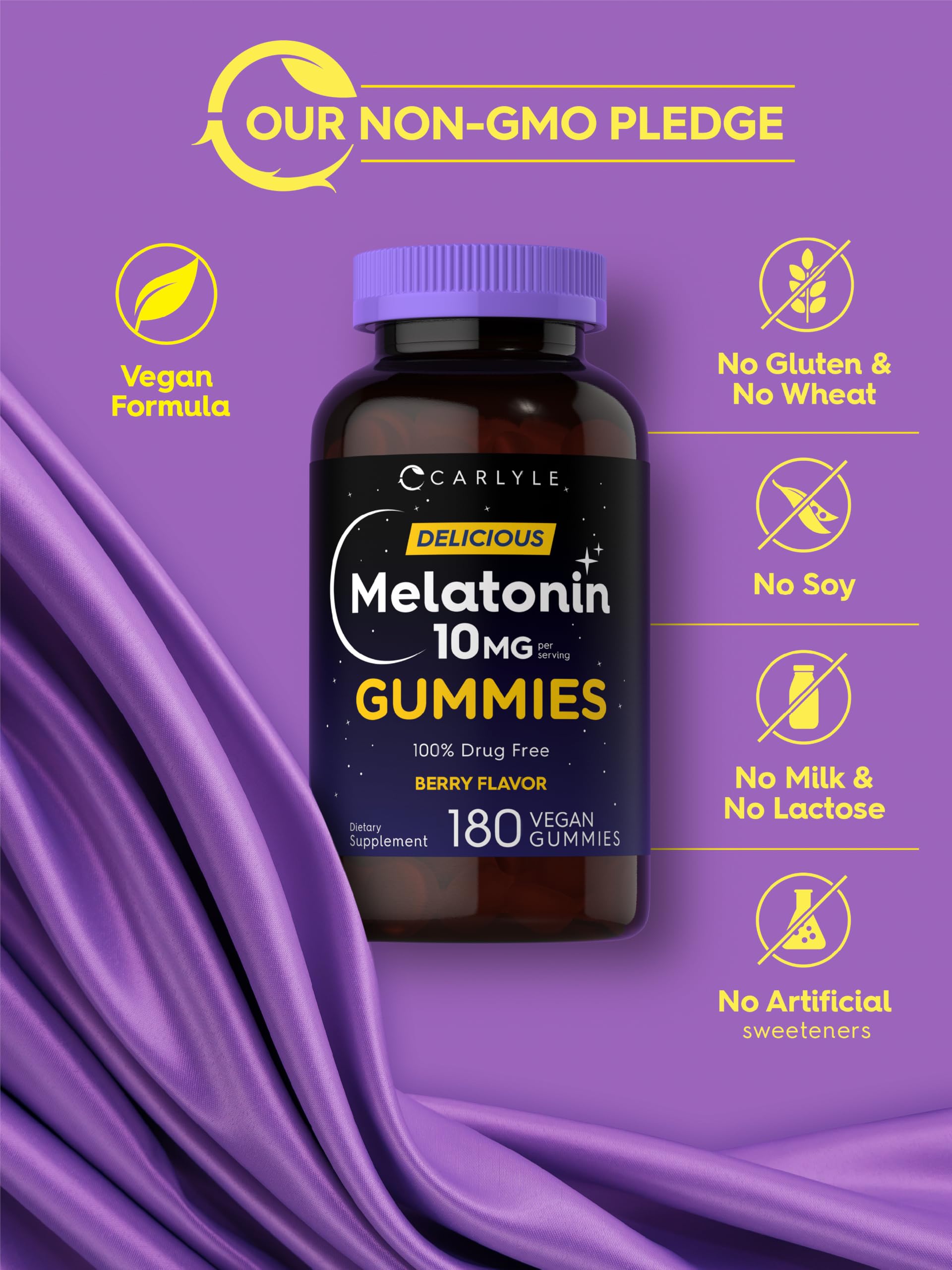 Carlyle Melatonin Gummies 10mg | 180 Count | Berry Flavor — Amazon image 5