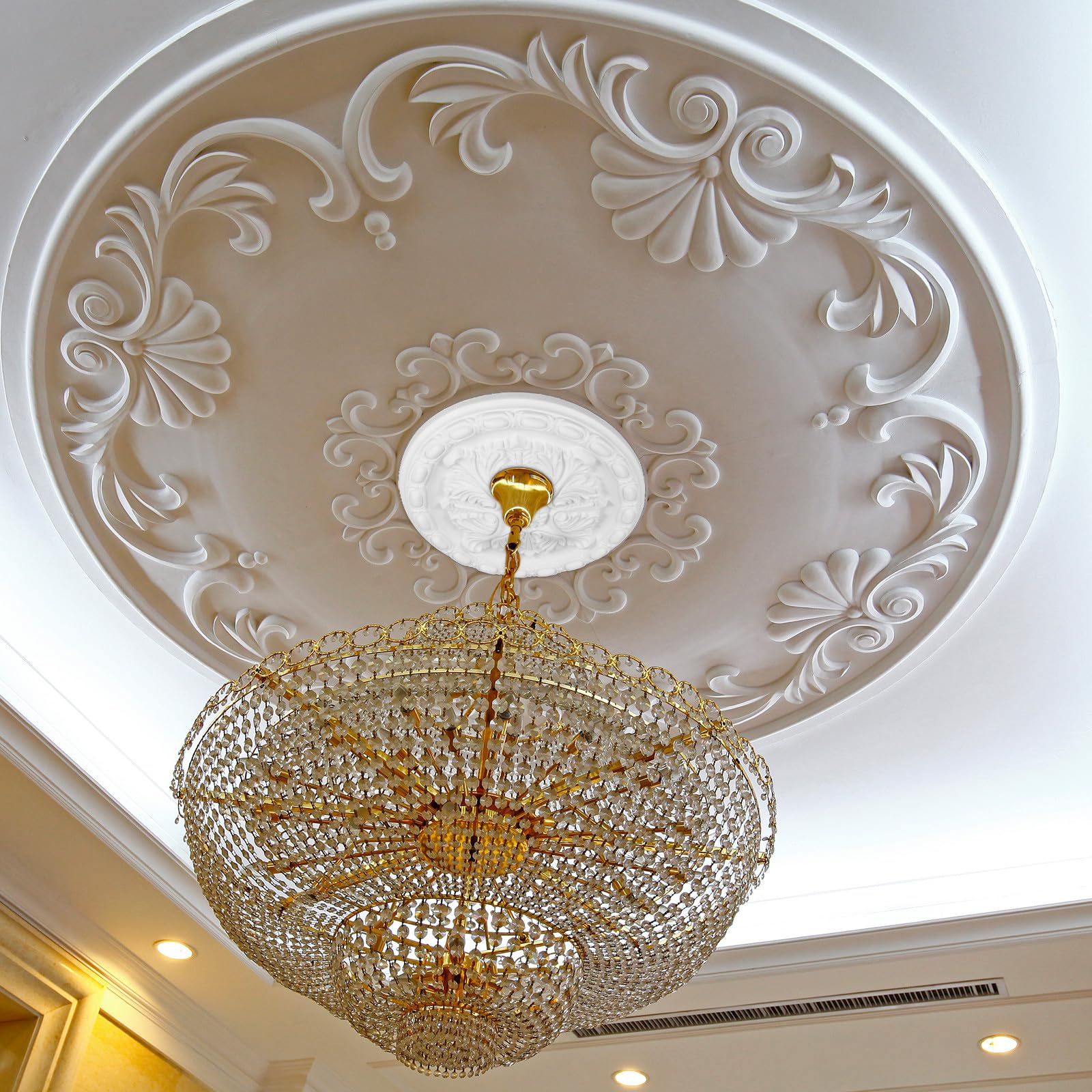 Toyvian Medaglione da Soffitto Migliora L'estetica del Soffitto Design Tradizionale Elegante in Poliuretano Bianco e Supporta Lampadari Decorativi per Soggiorno e Camera da Letto
