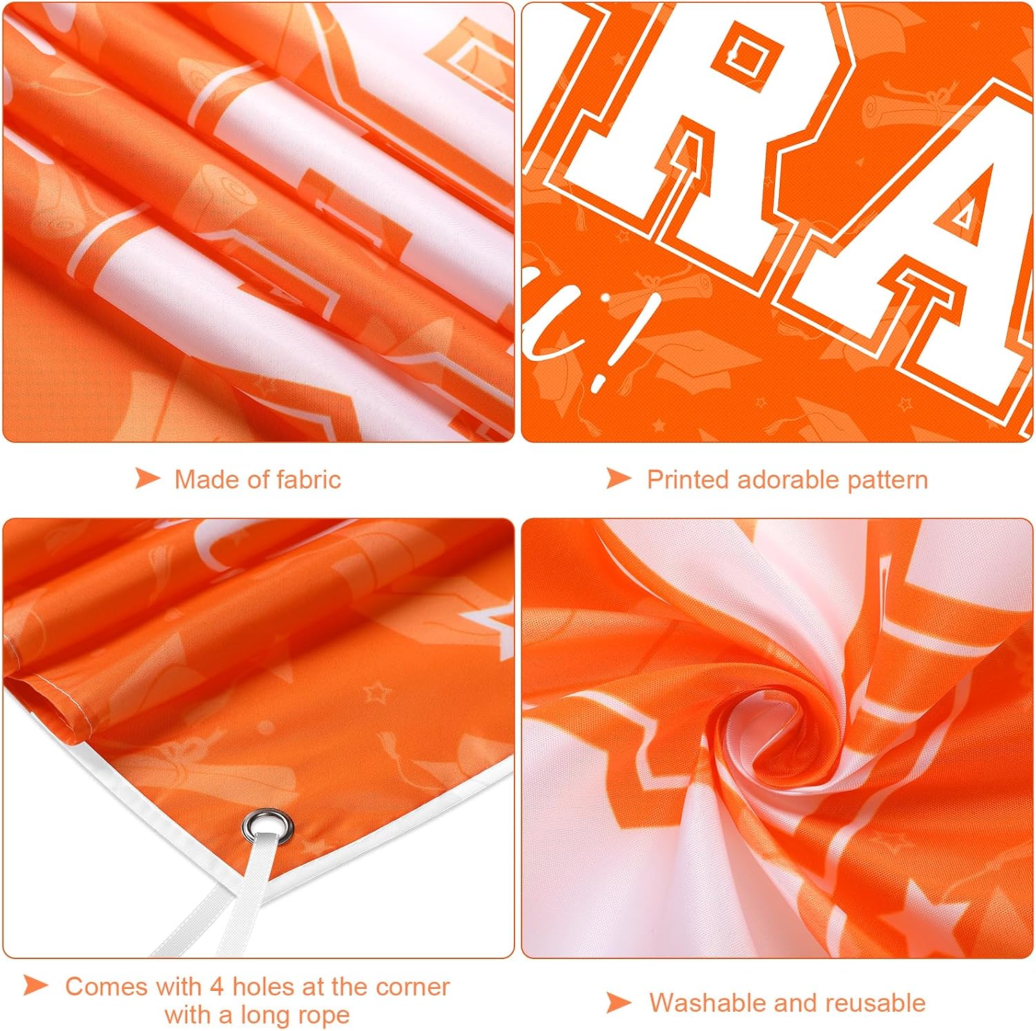 37Pcs Graduation Banner Balloon Decorations Class of 2026, Congrats Grad Banner Yard Outdoor Decorations, Graduation Banner Set for High School College Graduation Party Supplies, Orange image 3