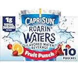 Capri Sun Roarin' Waters Fruit Punch Flavored with other natural flavor Water Beverage, 10 ct Box, 6 fl oz Drink Pouches