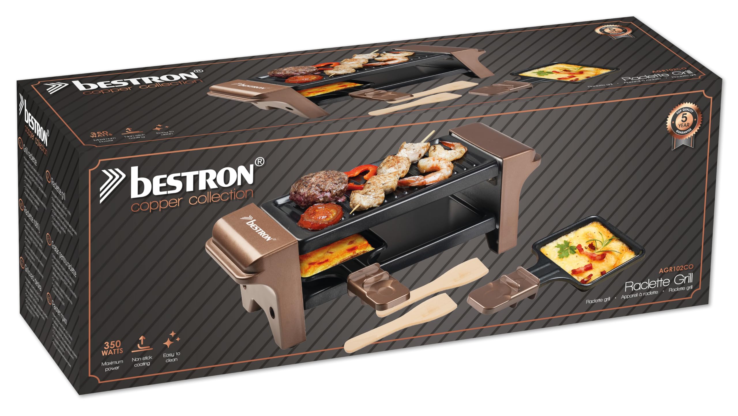 Bestron Mini Appareil à Raclette – 1/2 Personnes, 2 Poêlons, Rouge/noir (neuf)