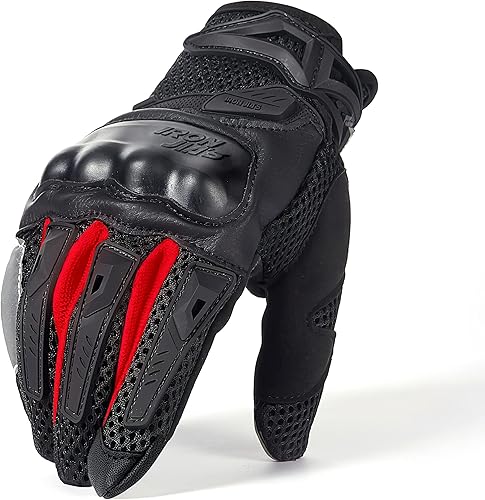 IRON JIA'S - Guantes de motocicleta para hombres y mujeres, guantes de carreras de motos y deportes de motor con nudillos duros y pantalla táctil