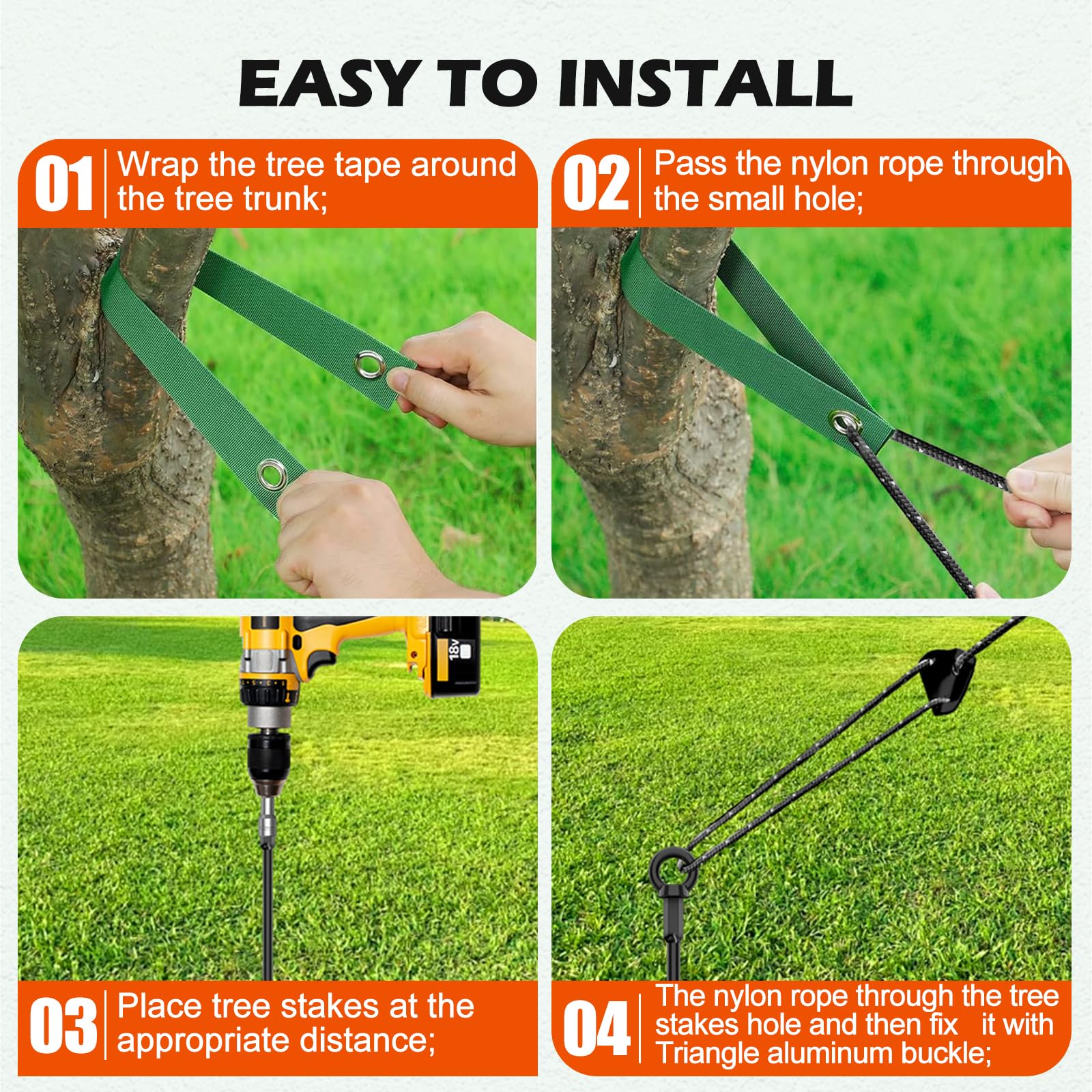 Juego de 3 anclajes de suelo de 18 pulgadas de largo con cable galvanizado de 1/8 pulgadas, tensores y mosquetones, anclajes de tierra resistentes para cobertizos, árboles, trampolín, invernadero,
