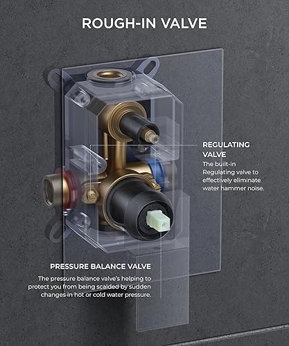 Miniatura 2 de FORIOUS Sistema de ducha negro, cabezales de ducha de lluvia de 10 pulgadas con rociador de mano, juego de grifo de ducha con válvula de presión