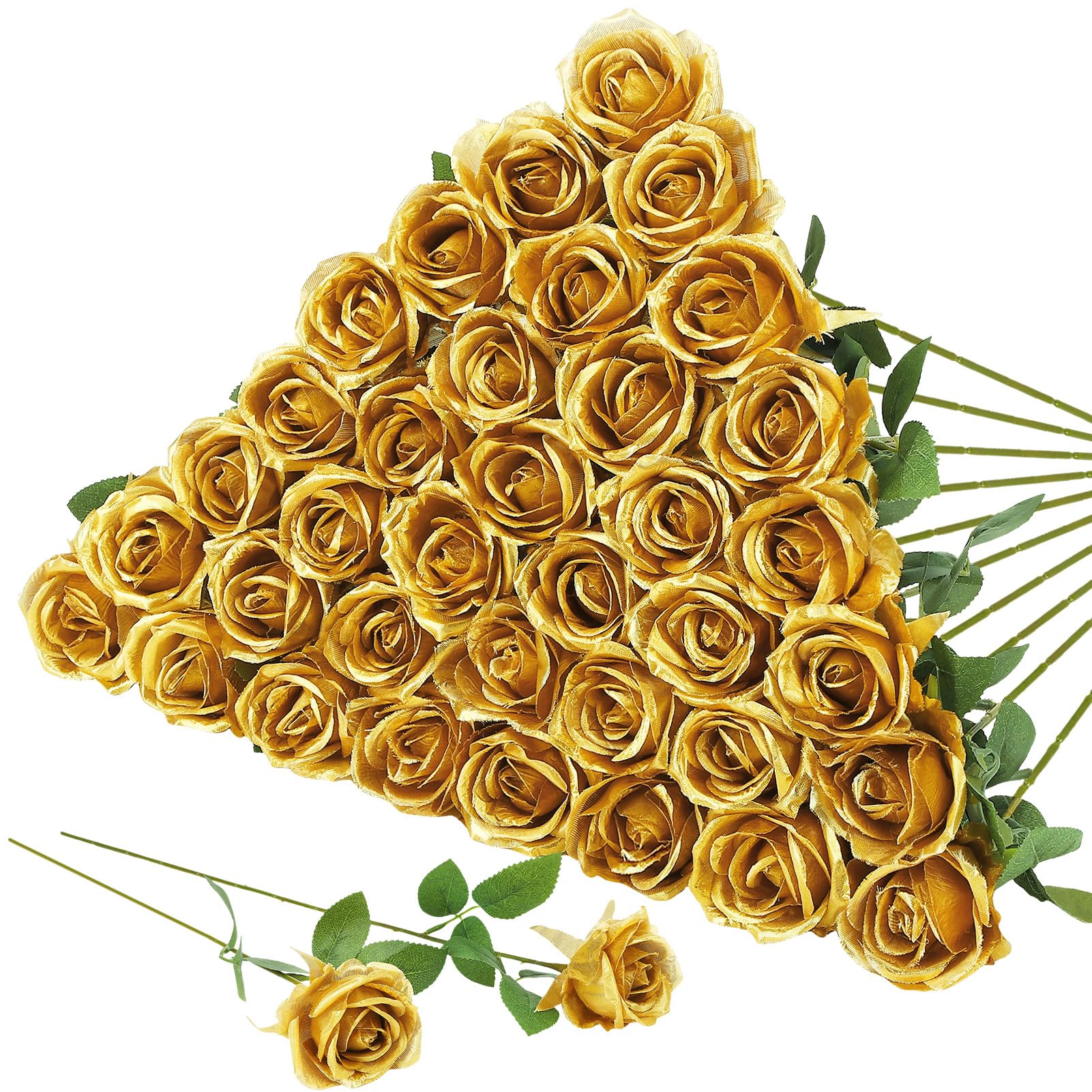 36 Pcs Gold Artificial Roses