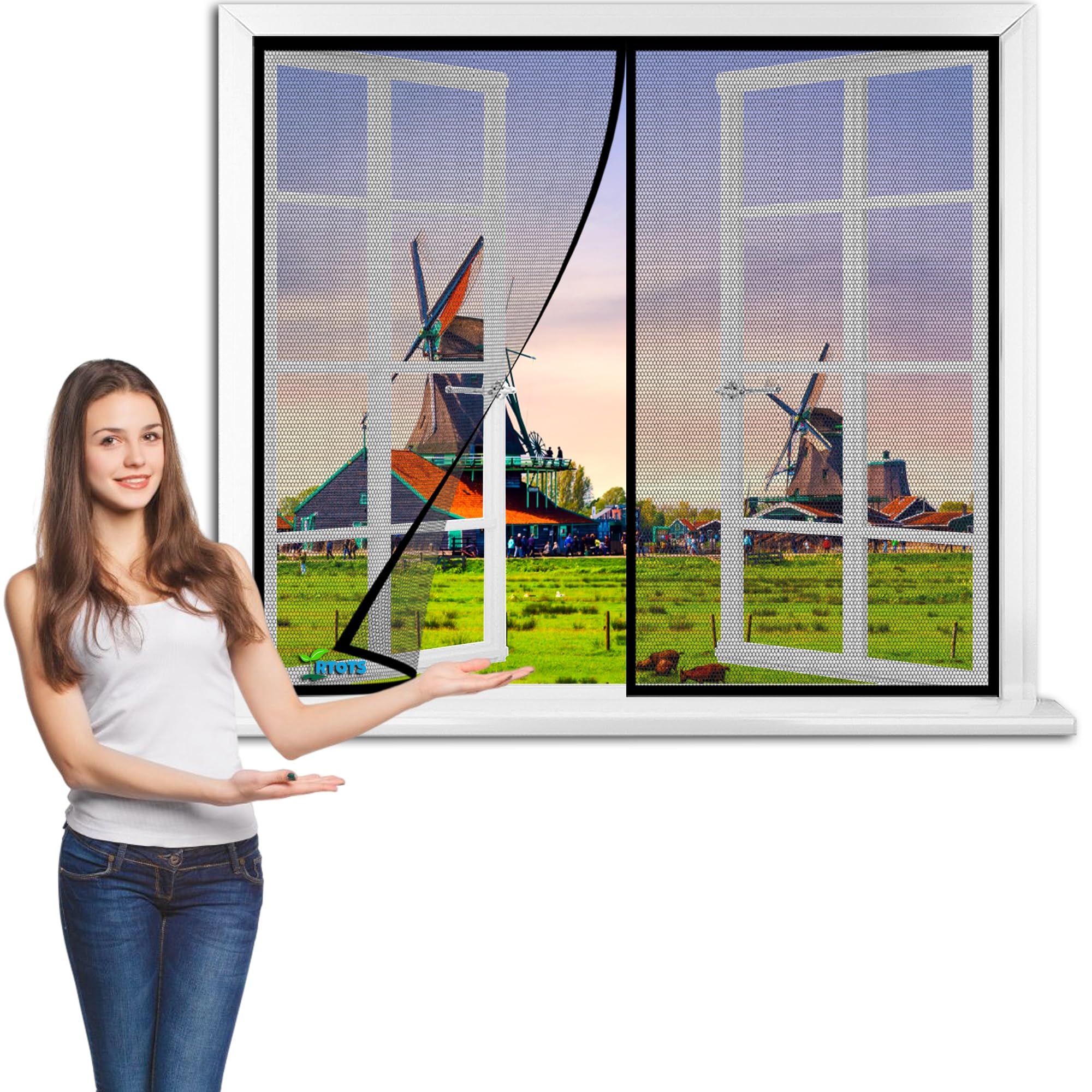 Mosquito Window Screen 210 x 155 cm Heavy Duty Mesh Curtain Screen Mesh Curtain for Door Curtains Keep Bugs Out Lets Fresh Air in【Black】