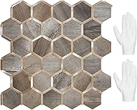 Vista 17 de STICKGOO Azulejo Hexagonal de Despegar y Pegar para Salpicadero, Azulejo Adhesivo para Salpicadero de Cocina y Baño, Aspecto de Mármol Beige PVC