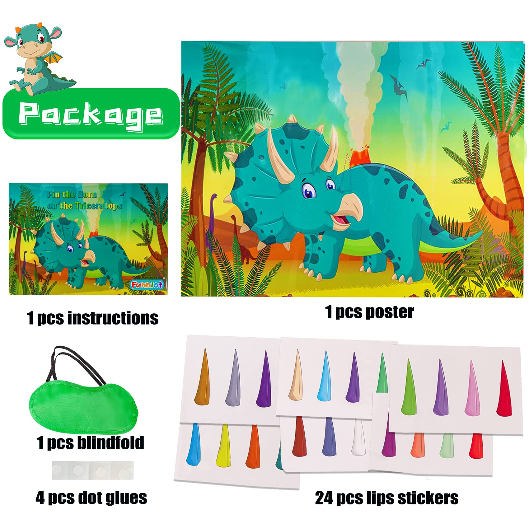 Buy Funnlot Pin The Tail On The Dinosaur Pin The Tail Party Games 