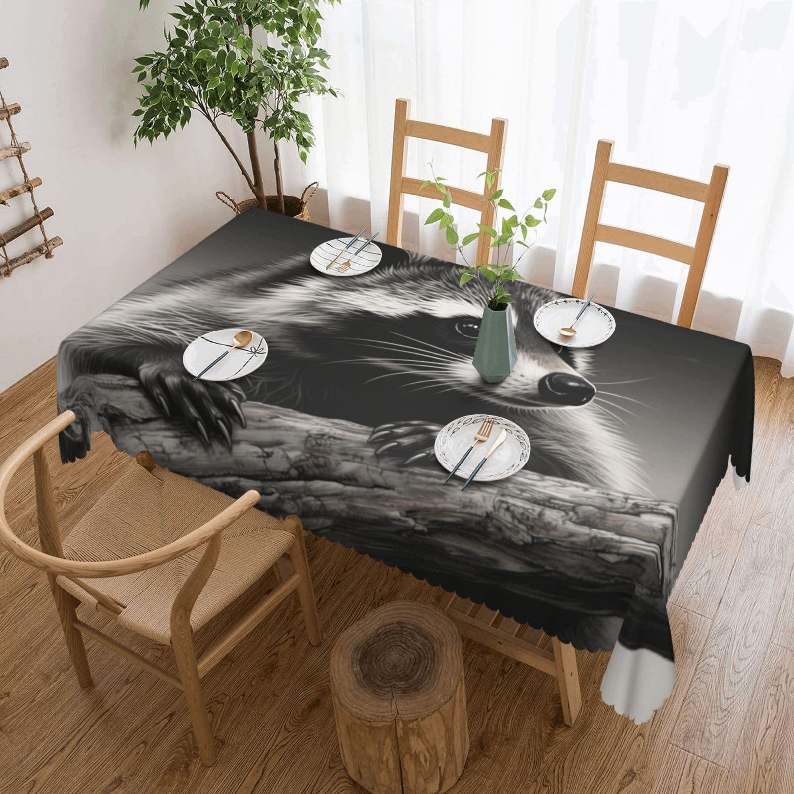 Nappe de table déperlante raton laveur pour repas conviviaux au jardin et en salle à manger