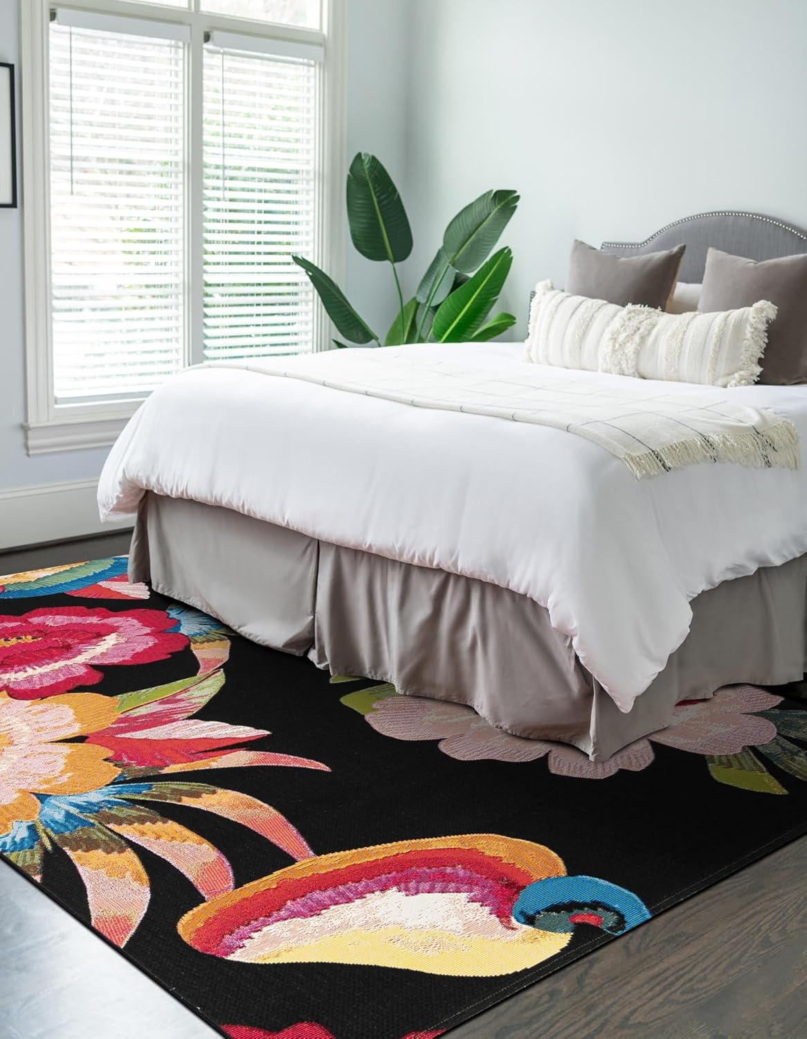 Rugs.com Outdoor Botanical Collection Rug – 6x9 Multi Flatweave-Pile Rug Perfect for Bedrooms, Dining Rooms, Living Rooms