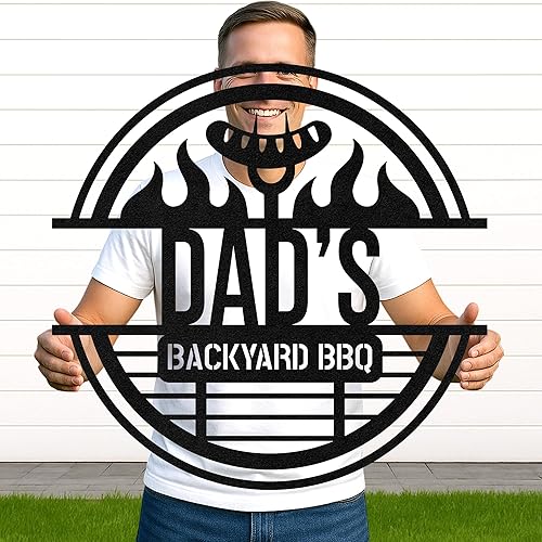 Miniatura 50 de Letrero de metal personalizado para barbacoa, letrero con nombre de bar personalizado para patio trasero, decoración de parrilla al aire libre,