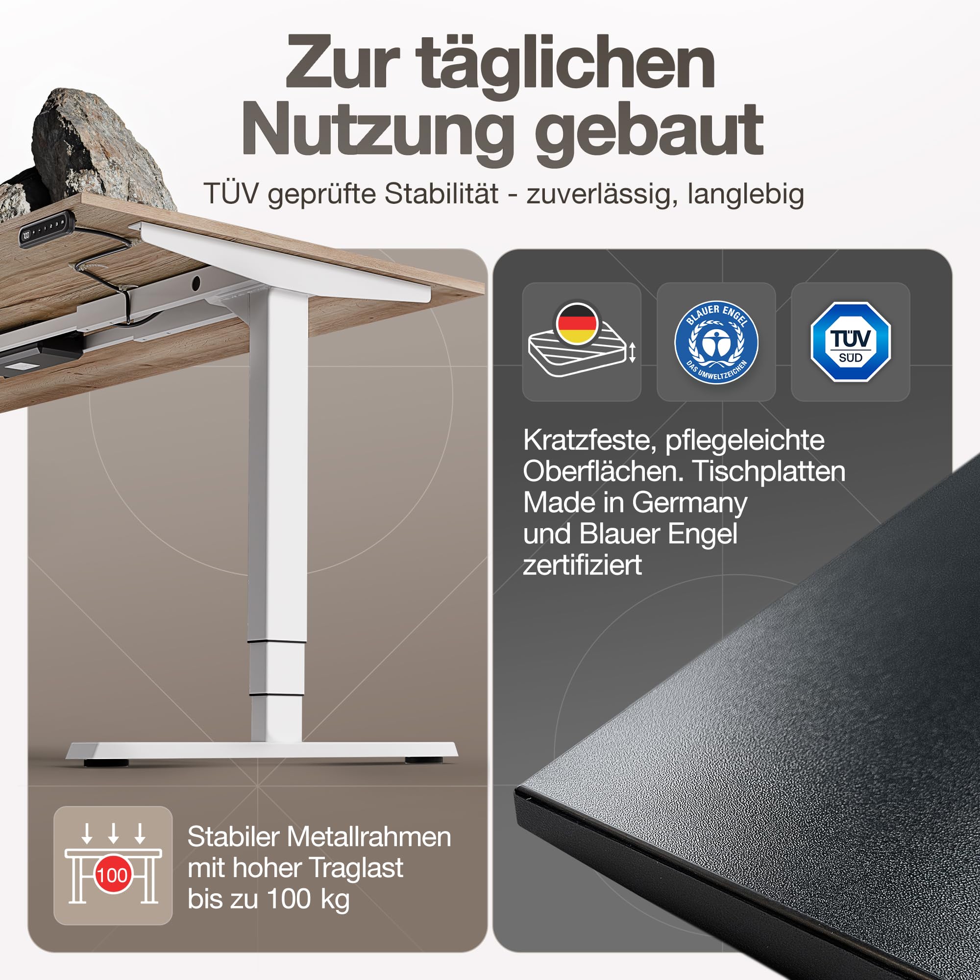 ASSMANN Höhenverstellbarer Schreibtisch elektrisch, 160x80cm, TÜV-geprüft