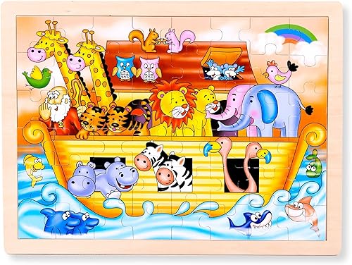 ExploraToy Rompecabezas de Noah para niños pequeños de 3 a 5 años, 48 piezas de juguetes educativos de aprendizaje preescolar, regalo para bebés,
