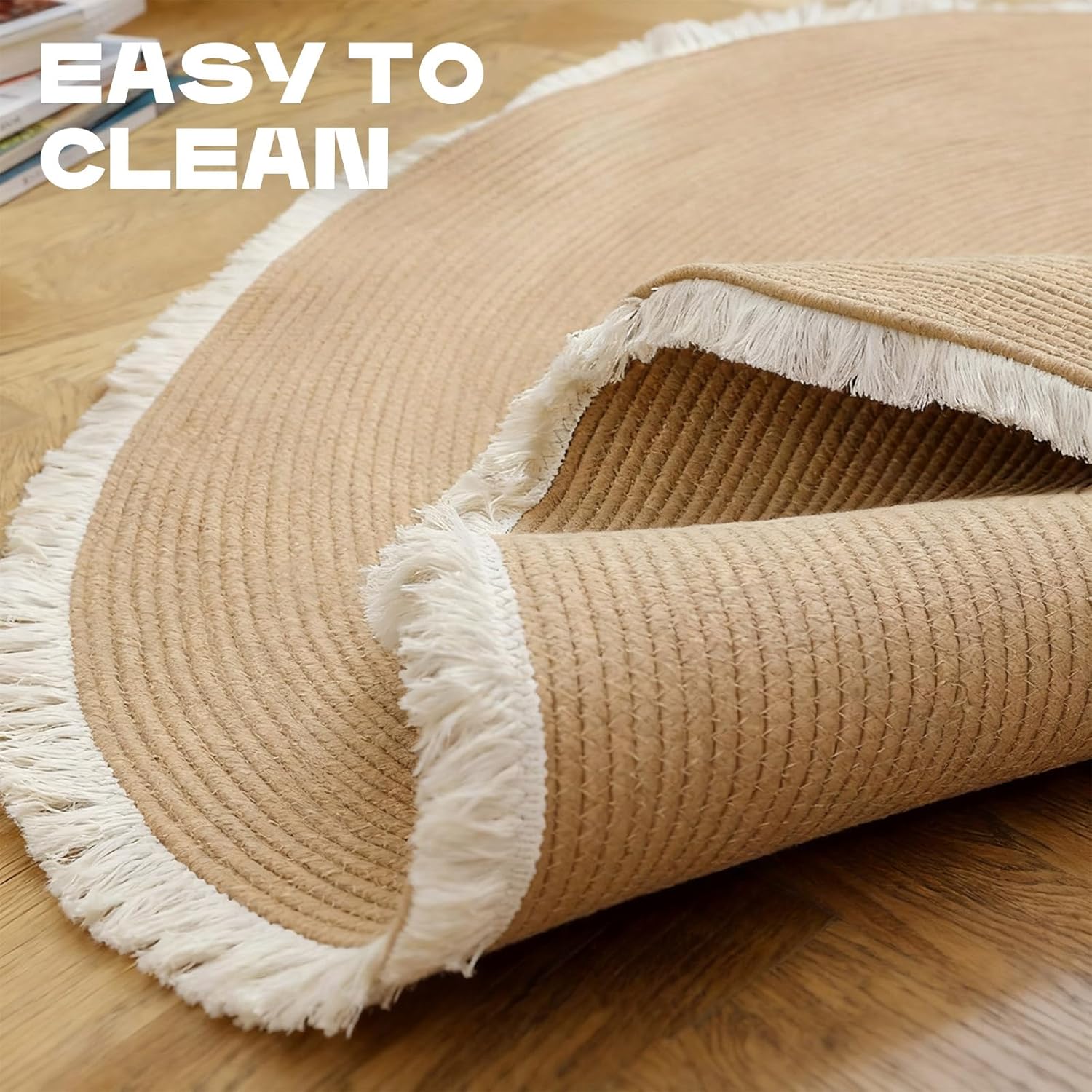 Cotton Rope Area Rug for Cats, Washable Reversible Cat Scratching Mat, Soft Round Woven Tassel Pet Rug, Vintage Style Non-Slip Home Decor, Easy Clean Multiple Sizes by Madicrio​ (Gray, 40 Inch)