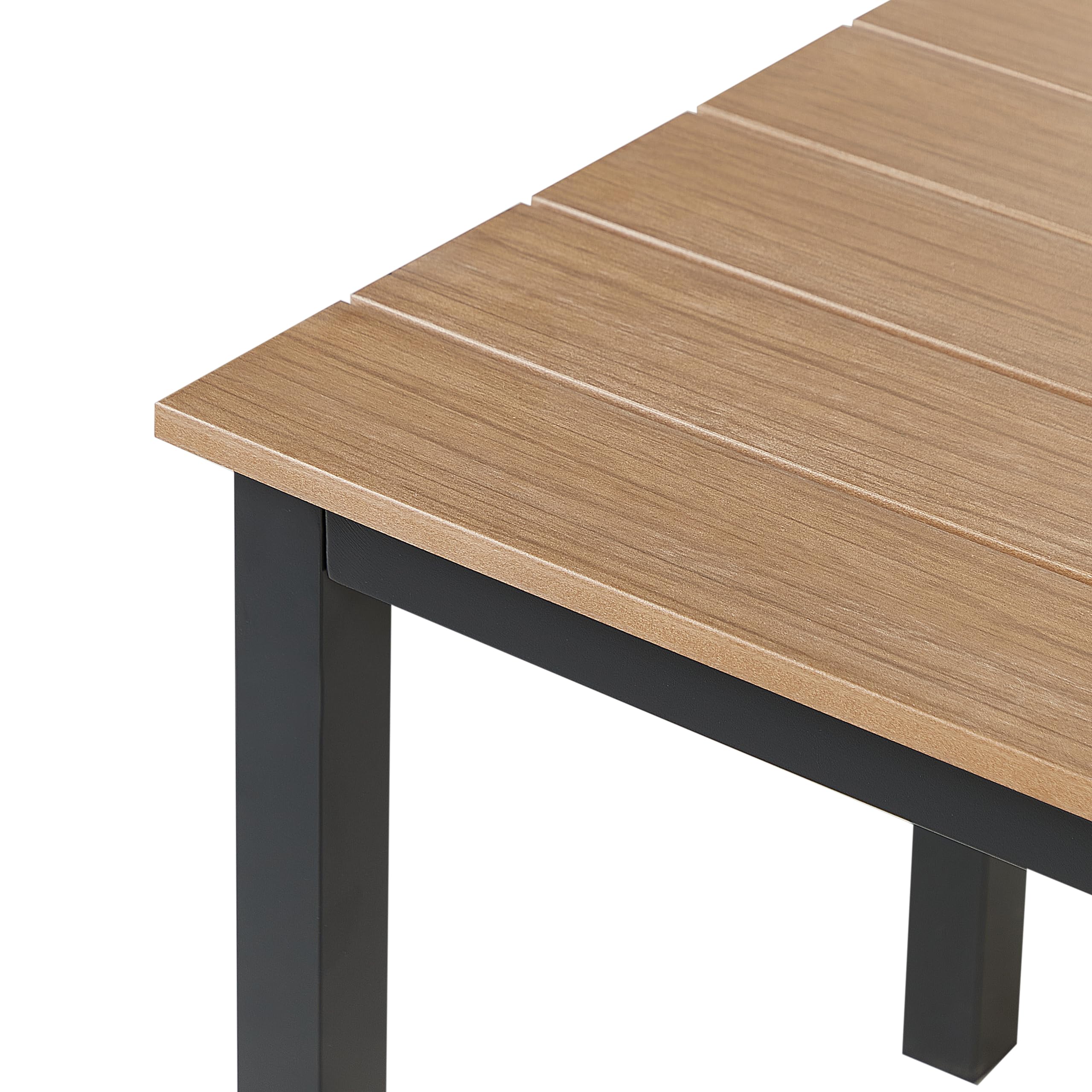 Beliani Mesa de Centro de jardín 96 x 52 cm Exterior Madera plástica Clara y Base Negra Messina