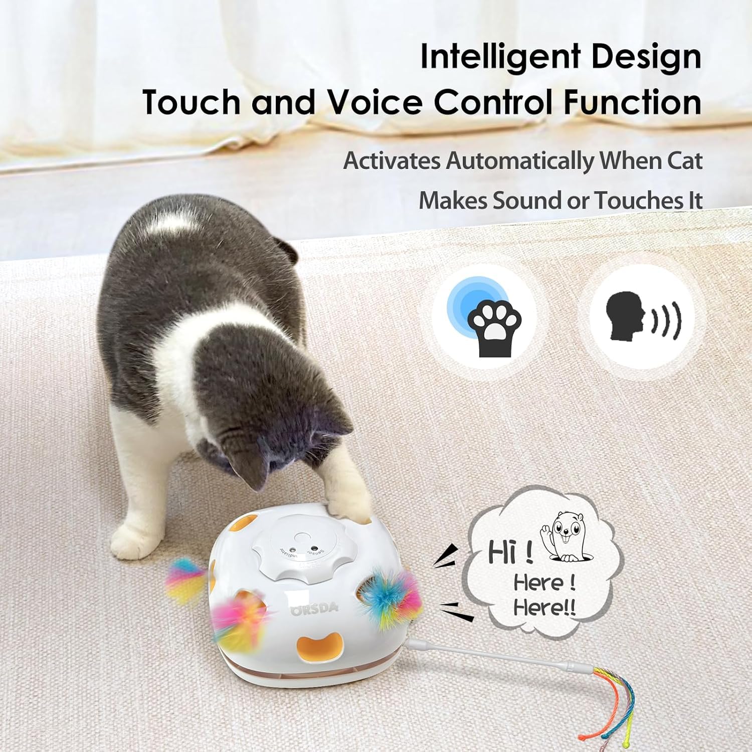 Snapklik.com : ORSDA Cat Toys For Indoor Cats, 4 In 1 Interactive ...