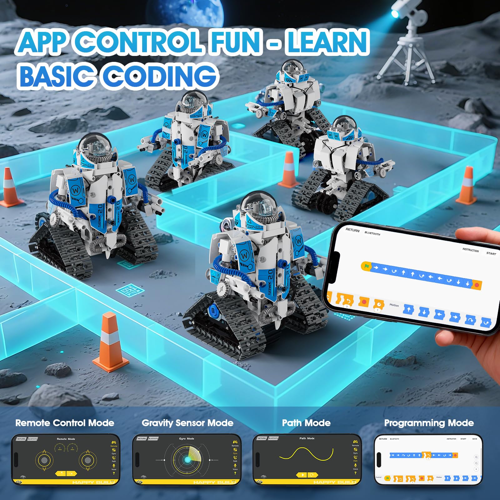 STEM - Kit de robot 6 en 1, aplicación de 780 piezas y control remoto para niños de 8 a 14 años en adelante, kit de codificación técnica