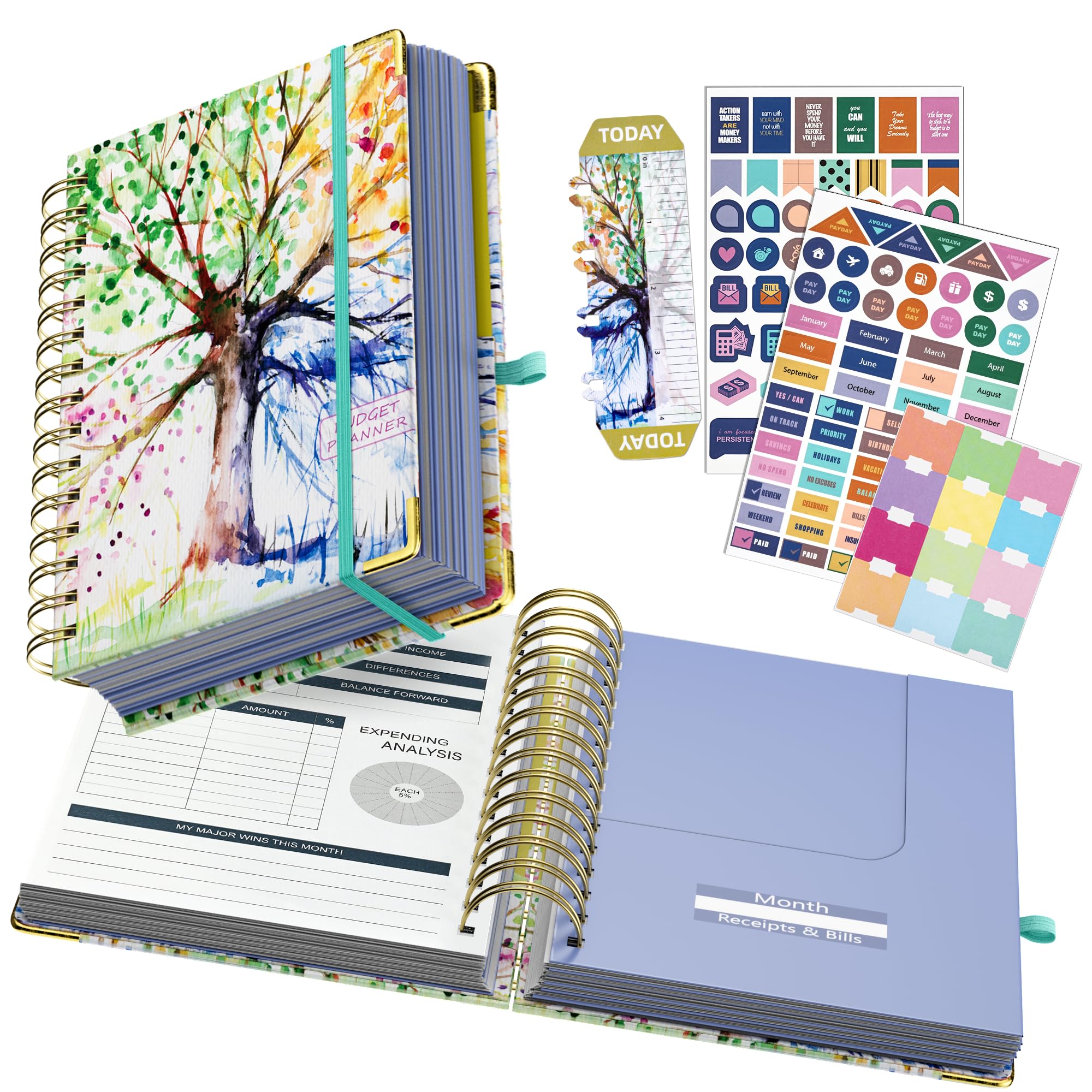 Ospelelf Budget Planner - Budget Book with Bill Organizer and Expense Tracker, 12 Month undated Budget Planner/Account Book to Take Control of Your