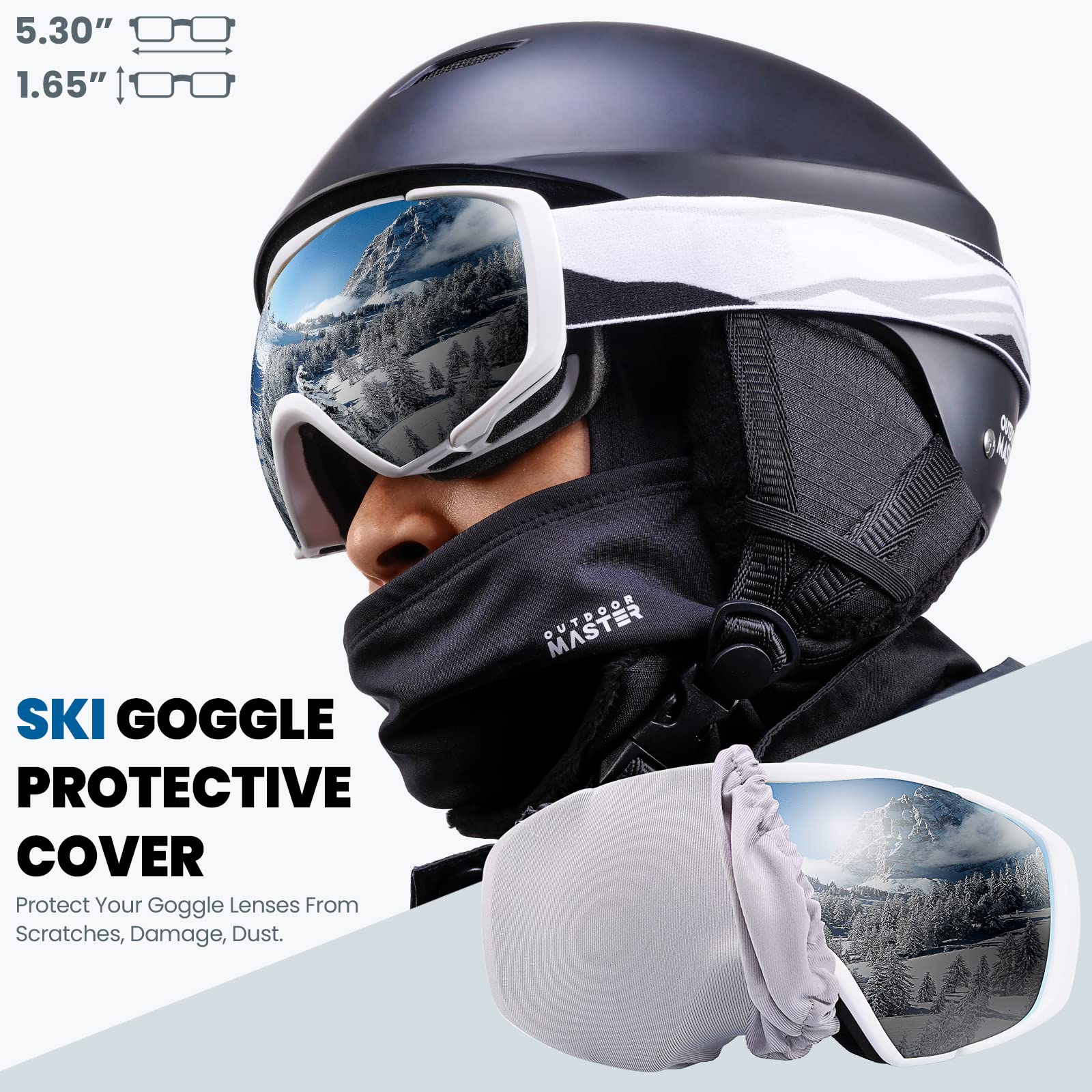 OutdoorMaster Maschera Sci Modello Classic OTG - Lenti Anti-Appannamento e Protezione UV400 - Compatibile con Casco e Occhiali da Vista