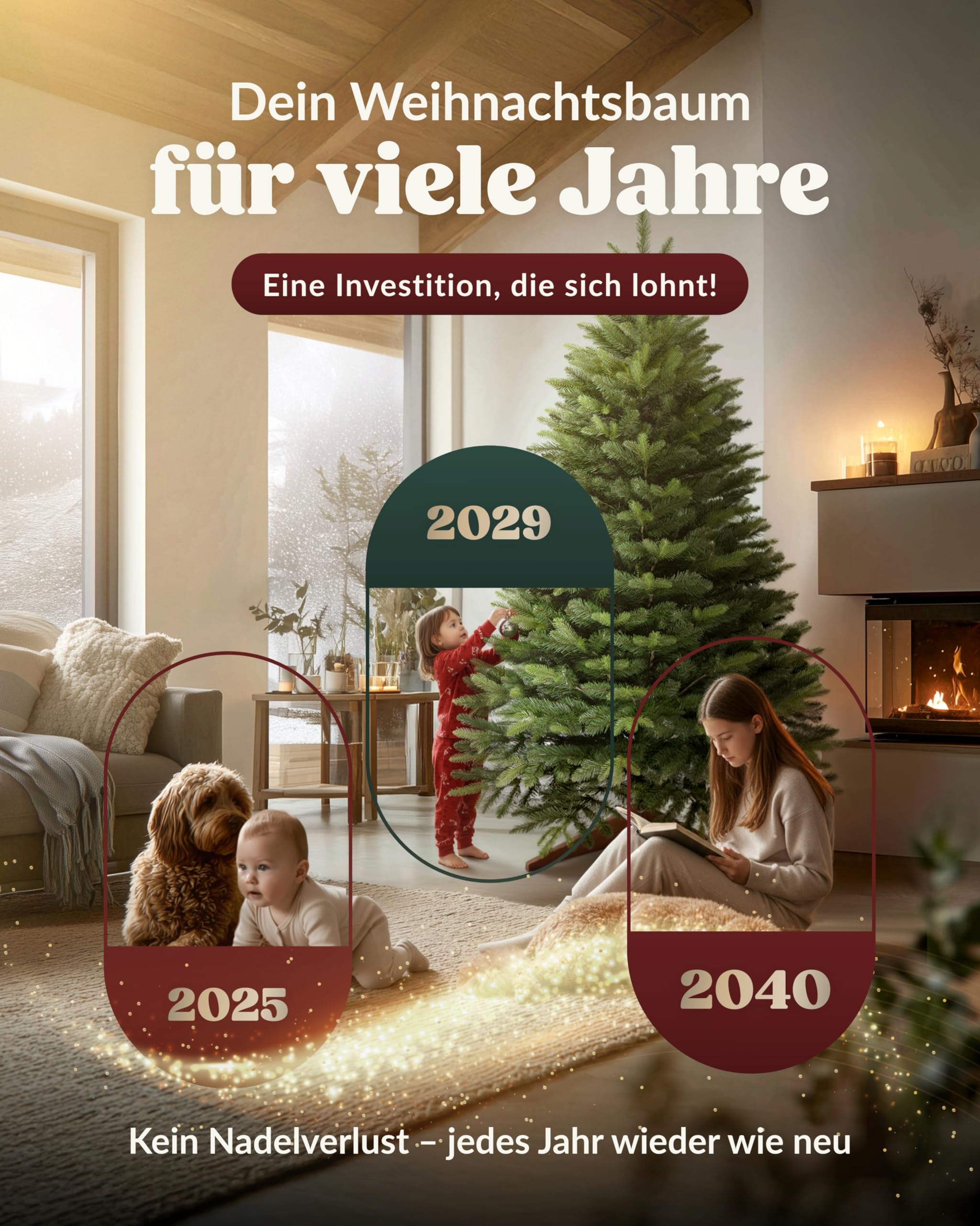 Amari ® Naturgetreuer Künstlicher Weihnachtsbaum 220cm - Tannenbaum Künstlich Christbaum Christmas Tree - Künstliche weihnachtsbäume - Faltbarer Weihnachtsbaum Künstlich