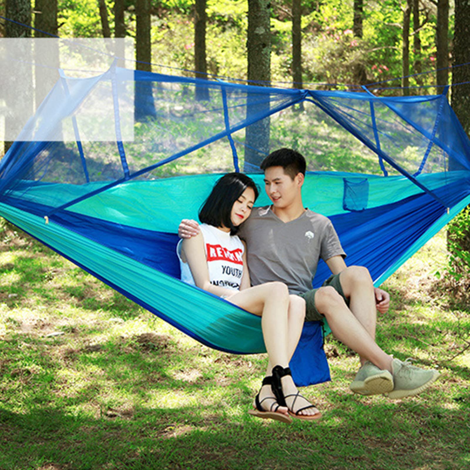 bushcraft ausrüstung， Outdoor Ultralight Camping mit Netz, Karabiner, Baumgurt, 200kg Tragkraft, 260cm x 140cm, Tragbares Reisezelt, for Trekking