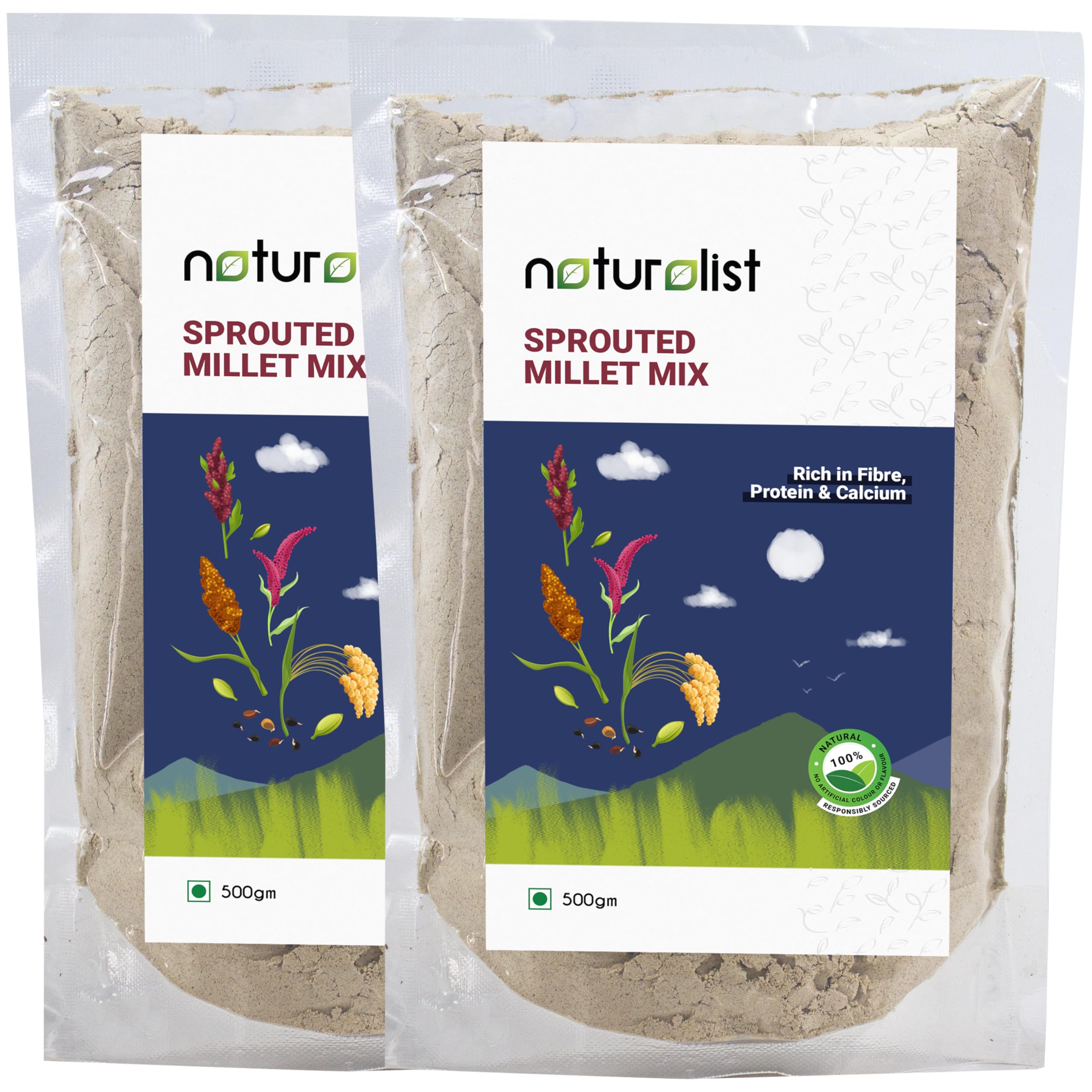 Naturalist 1 Kg Sprouted Millet Mix | 100% Natural | Chemical Free | Fibre and Vitamin B Rich Healthy Meal - Pack of 2 (500 grams*2) (B0BDH13J9P) Amazon Price History, Amazon Price Tracker