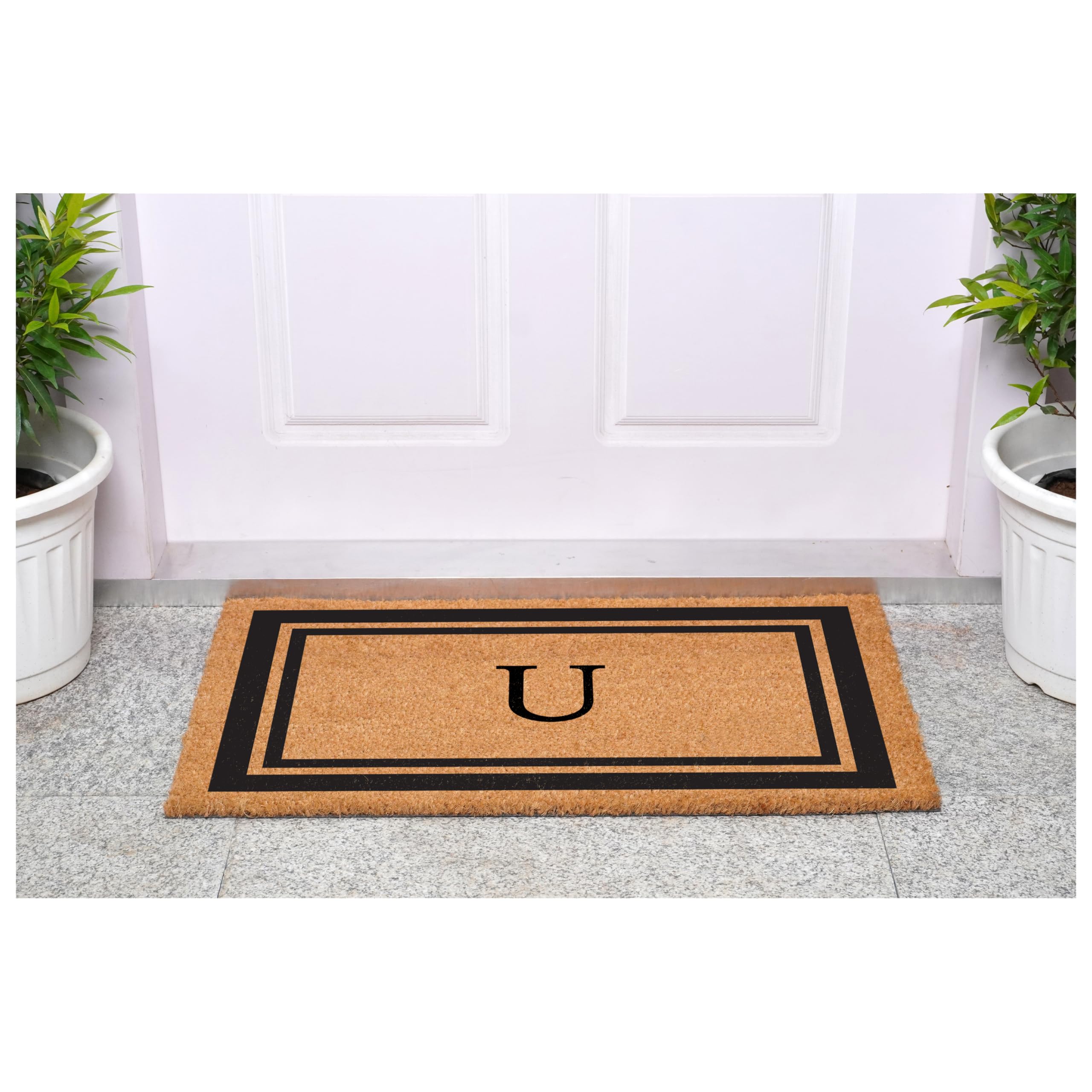 Calloway Mills 152962436U Paillasson monogramme Bordure noire 61 x 91,4 cm (lettre U)