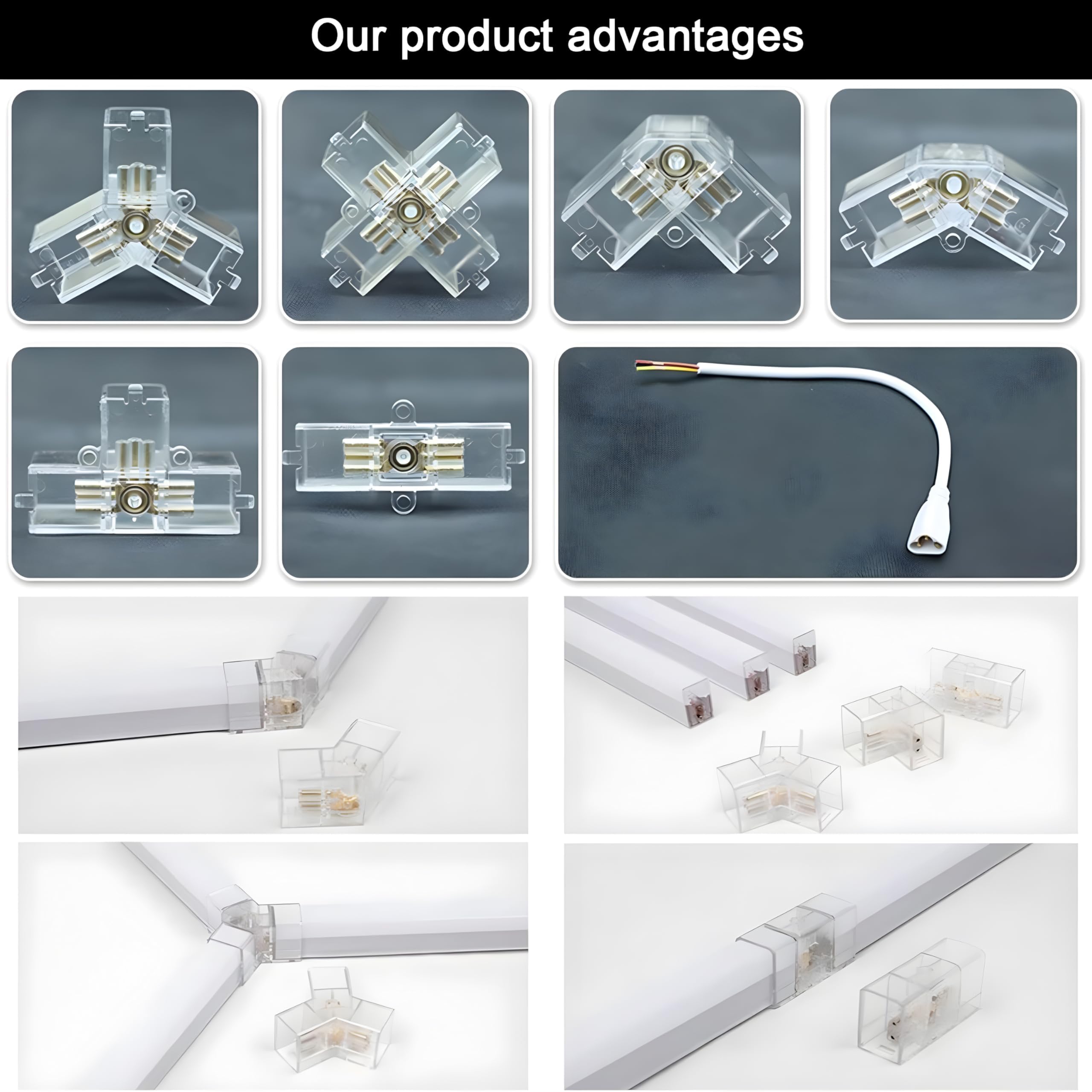 Lámpara de techo LED hexagonal para garaje-11pcs luces de tubo,88W 1.7x1.0m luces LED de techo conectables para taller,garaje,almacén,gimnasio,sala de lavado para el cuidado del automóvil (2-Hex)