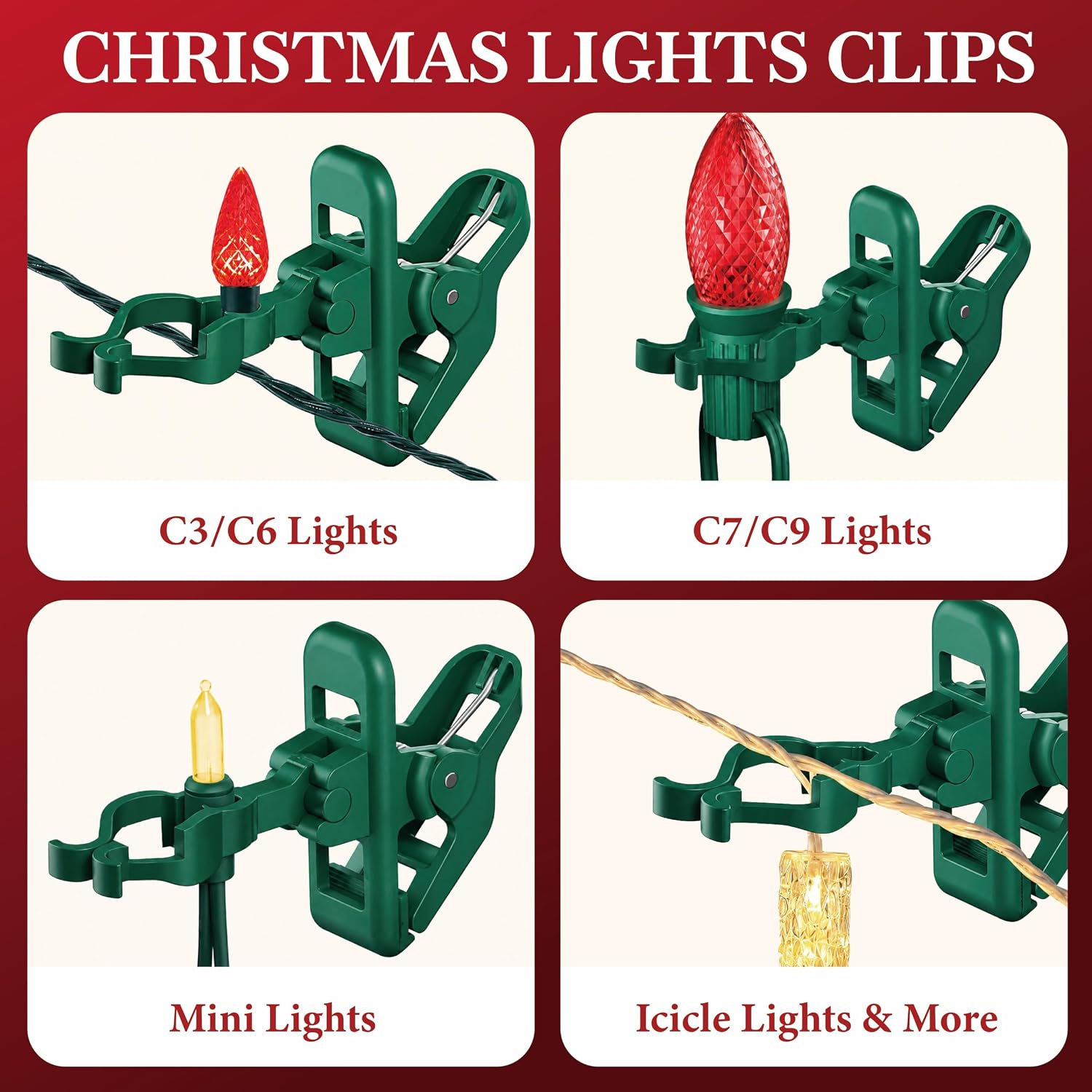 C7 C9 Christmas Lights Quick Spring Clips Weatherproof Shatterproof Clips