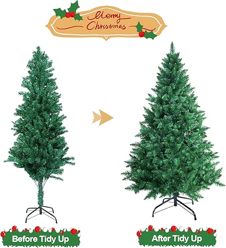 Miniatura 5 de AGM Árbol de Navidad artificial de 5 pies, pino artificial con 450 ramas, soporte de metal, árbol de Navidad de 5 pies de alto para decoración