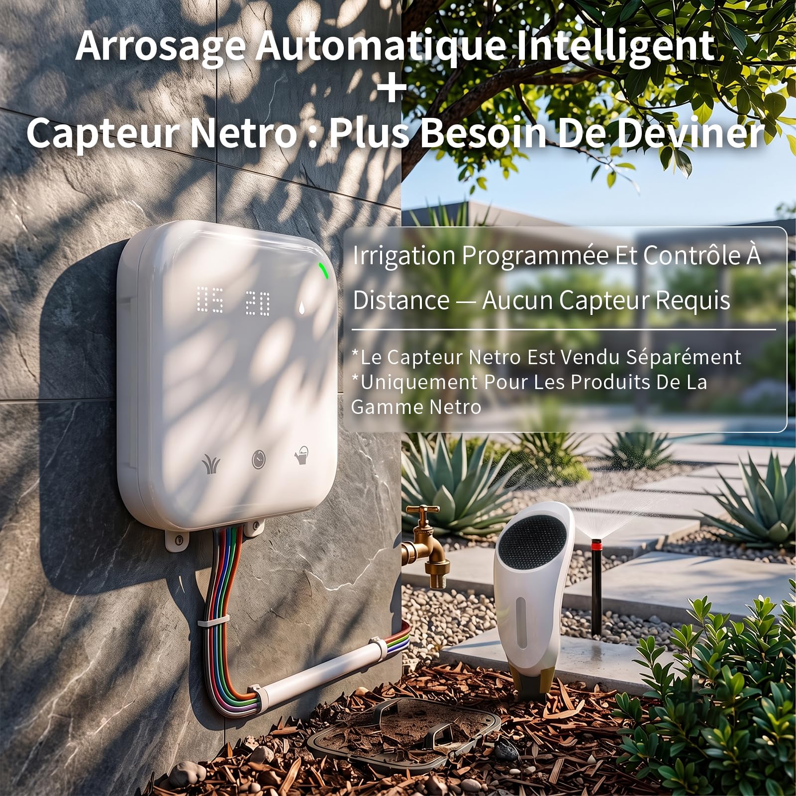Netro Spark Programmateur Arrosage 8 Zone Pour Jardin, WiFi Contrôlé App