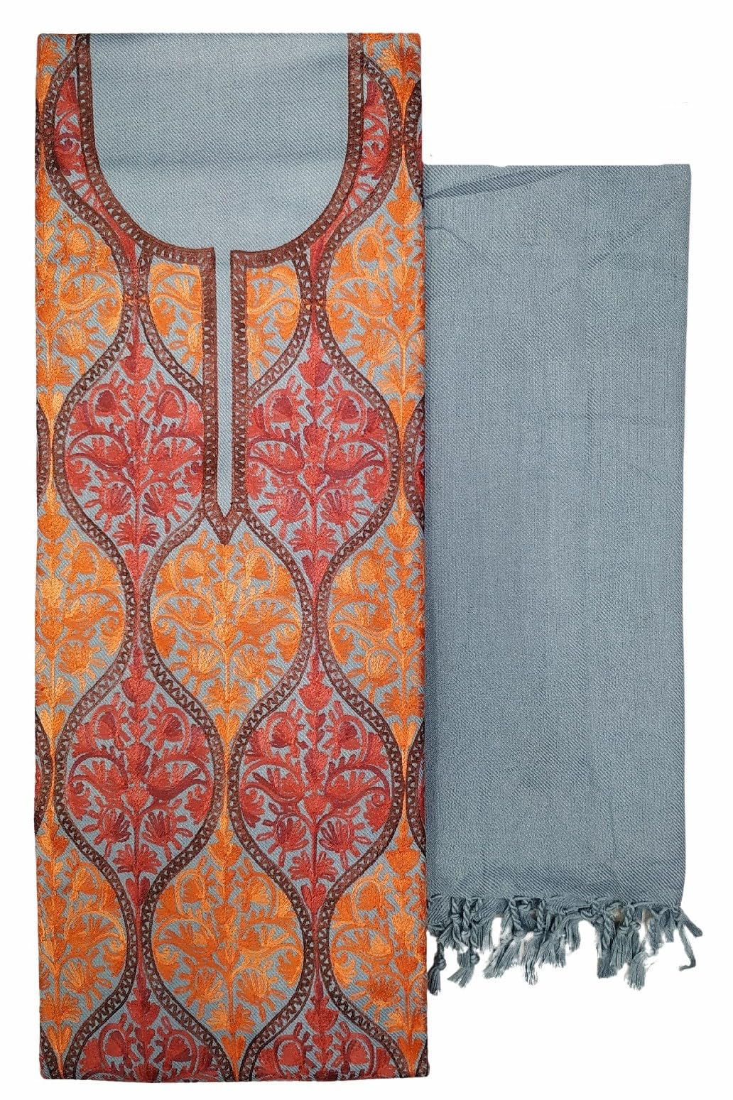 Womens Woollen Kashmiri Embroidery Salwar Suit Material (vch16506, Grey, Unstiched)-image-17