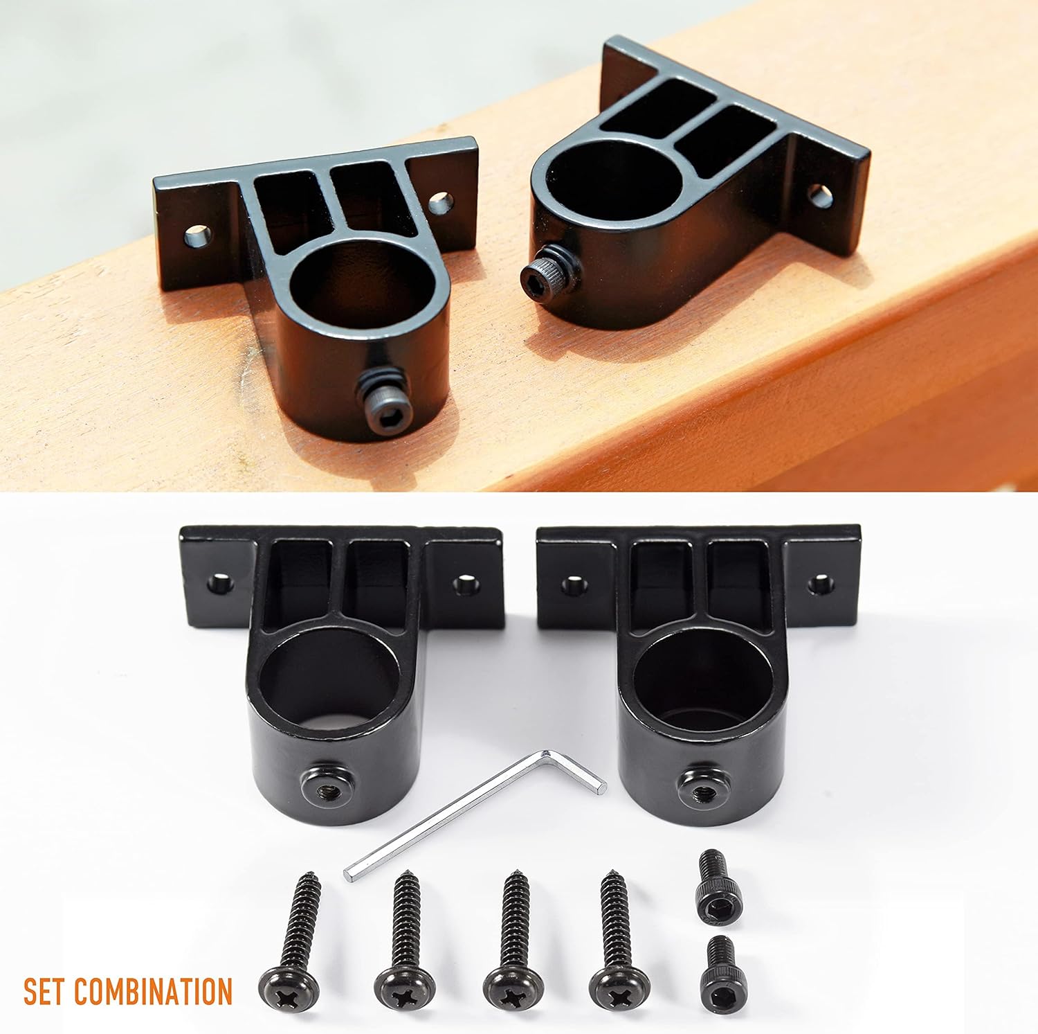 304 Stainless Steel Deck Torch Mount, Heavy-Duty Clamp for Torches, for Railings with 3/4 "and 1" OD, for Patio, Wooden Deck, Lamp Holders, Poles, Brackets (4 Sets, 1 Inches)