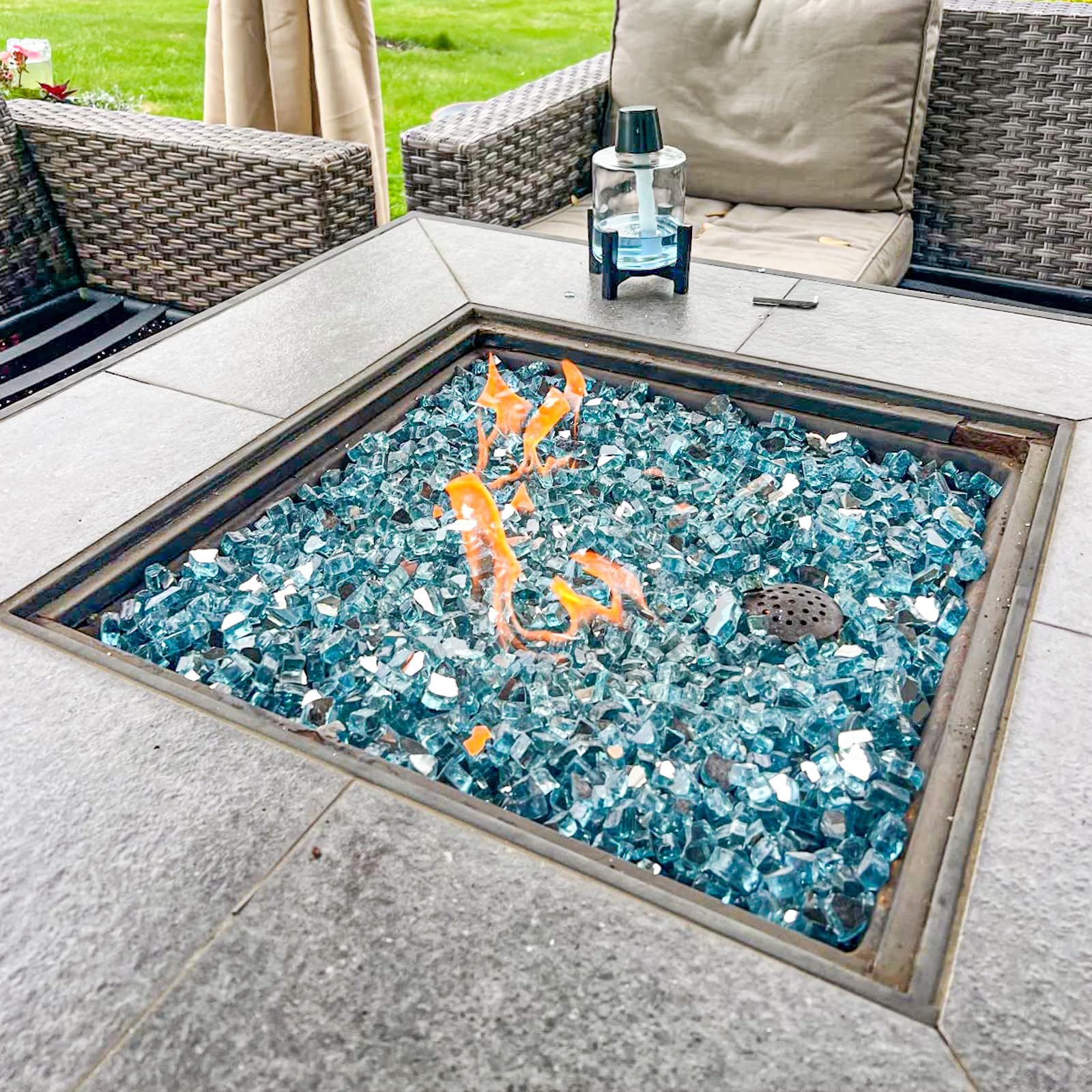 Snapklik.com : Aqua Blue Reflective Fire Glass For Fire Pit, 1/2 Inch ...