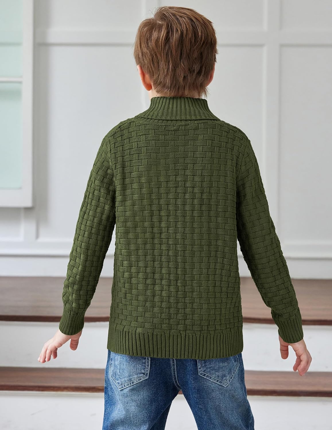 Arshiner Boys Crewneck Long Sleeve Textured Ribbed Edge Pullover Sweaters Button Up Knitted Sweater Tops - Image 4