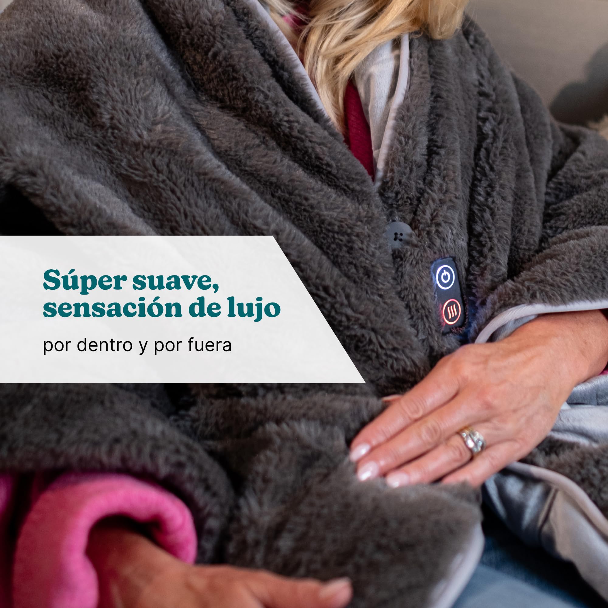 Homedics Cosy Cordless Mantón Calentado Inalámbrico | Manta Térmica Portátil, 2 Configuraciones, Chal Calefactable, Batería Portátil, Ultrasuave para Hogar y Viajes