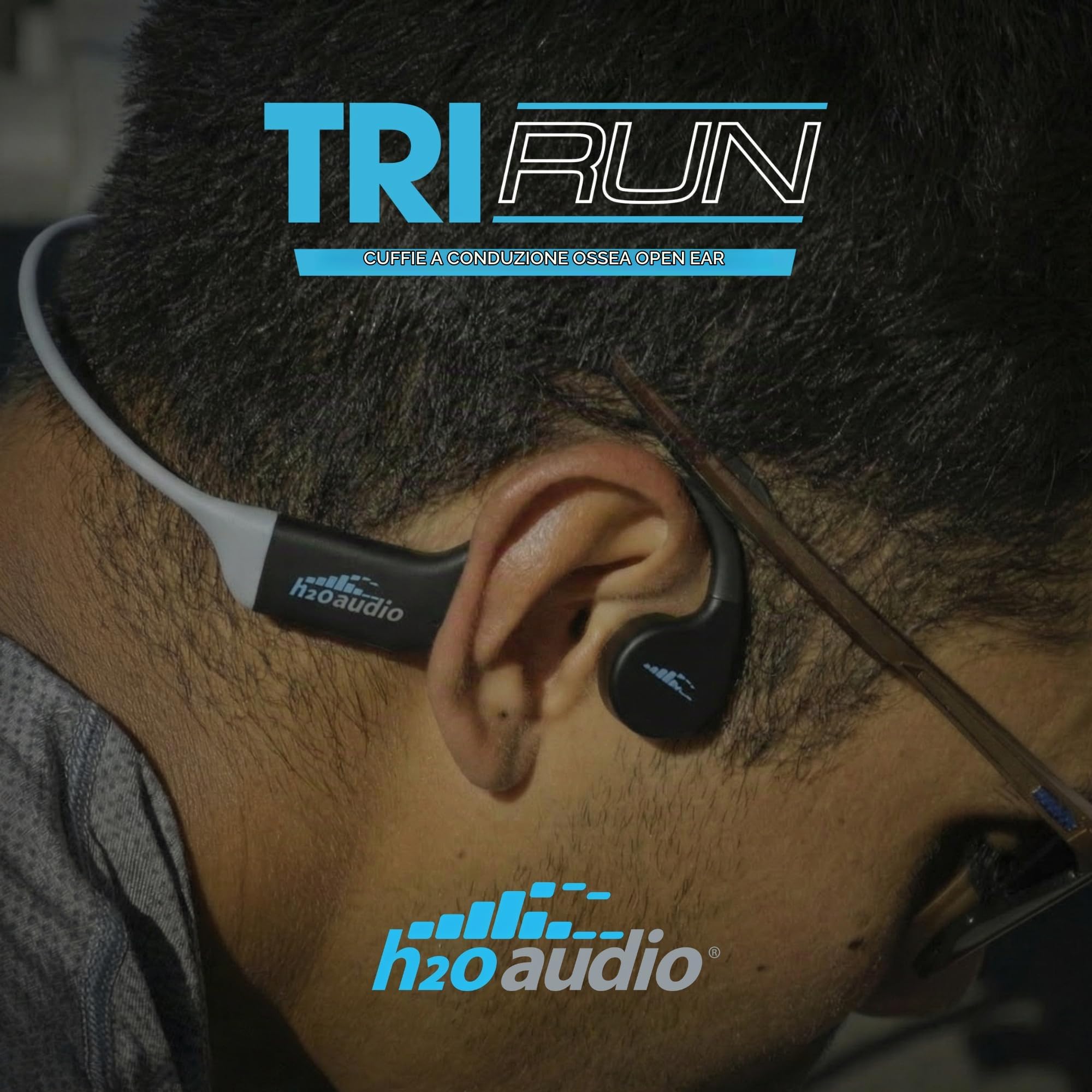H2O Audio TRI Run - Cuffie impermeabili a conduzione ossea a prova di sudore, per corsa, ciclismo e sport acquatici, auricolari sportivi avvolgenti wireless, IPX8, Bluetooth 5.3