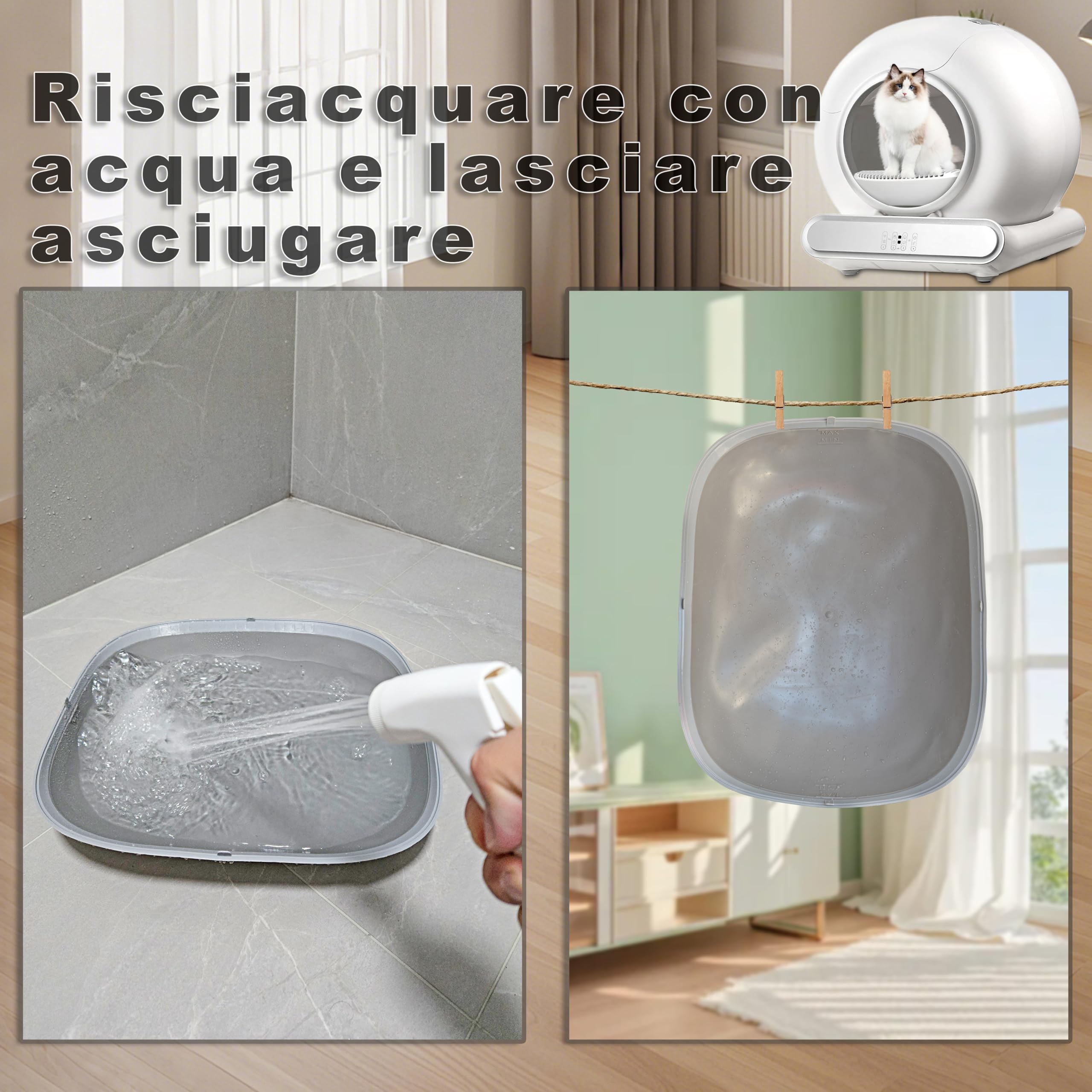 Silicone Tappetino Lettiera Gatto, Tappetino Igienico per Gatti Impermeabile Antiscivolo, Può Essere Utilizzato Come Sostituto del Pavimento in Silicone Autopulente per Lettiere per Gatti