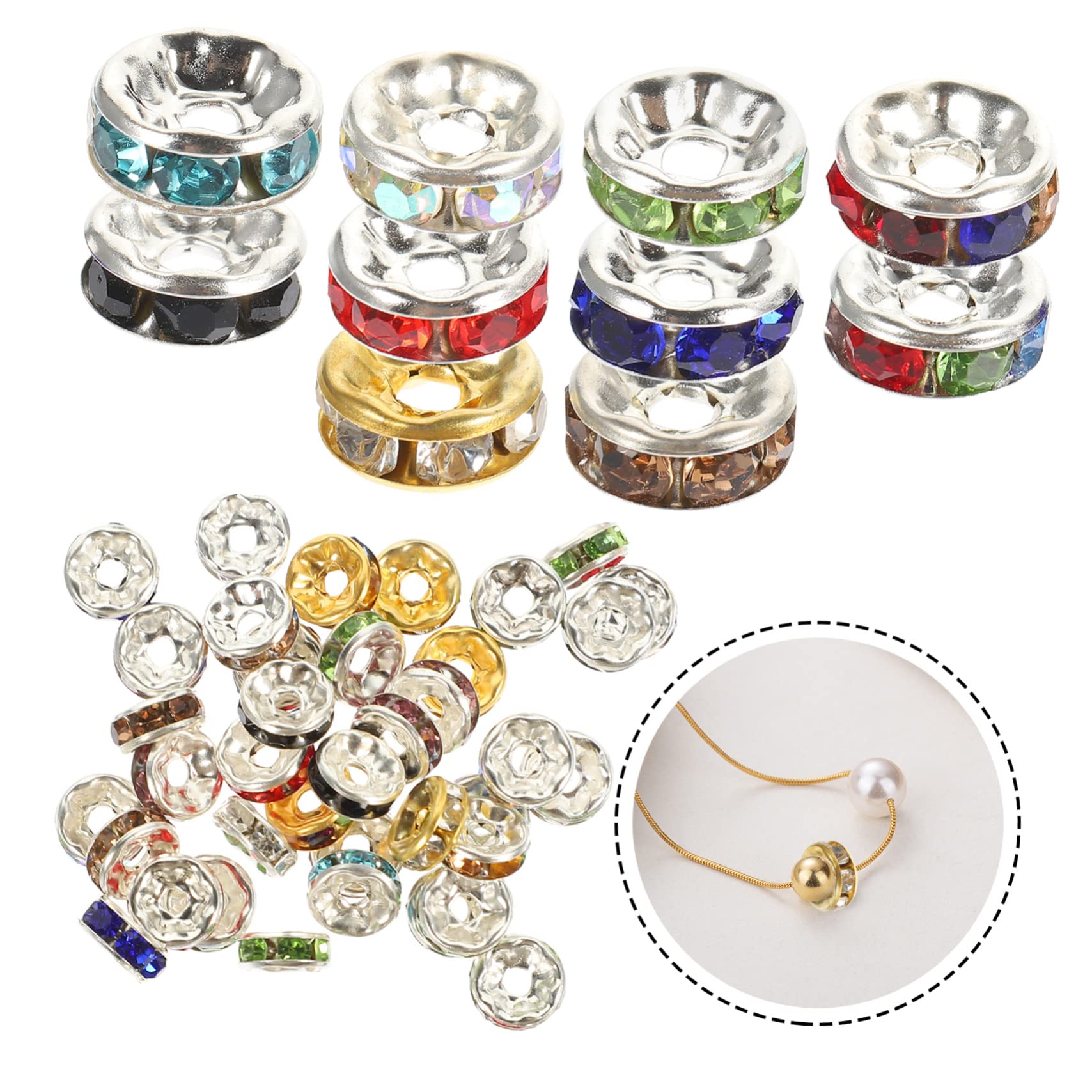 Lurrose 1200stücke Armband Spacer Perlen Rhinestone Zwischenperlen Für Schmuckherstellung Lose Bastelperlen Bastelmaterialien Für Ohrringe Und Mischfarbig