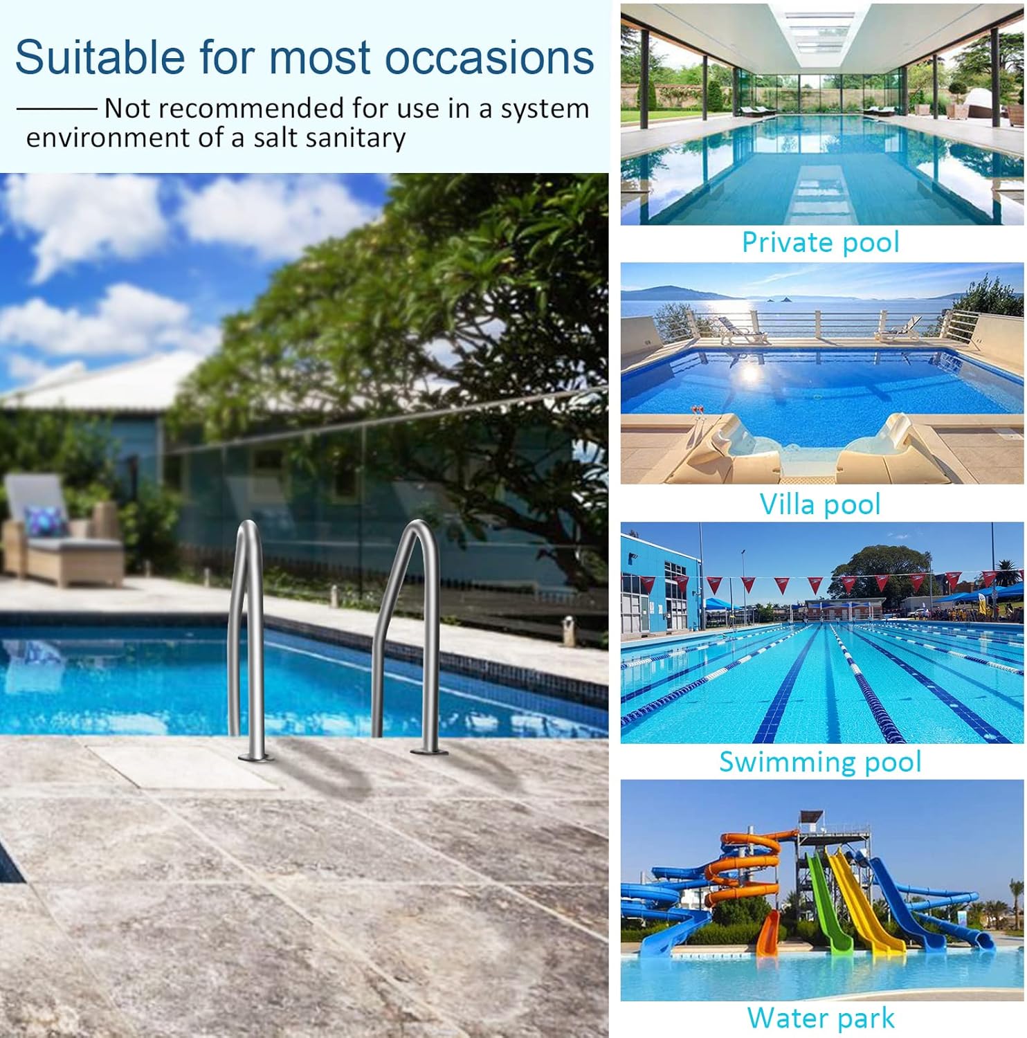 DOEL Swimming Pool Ladder, Non-Slip Steps Ladder, 3-Step In-Ground Stainless Steel Step for Indoor/Outdoor Pool, Easy Assembly and Climbing