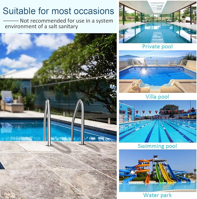 Escalera para piscina de acero inoxidable 3 peldaños antideslizante miniatura 6